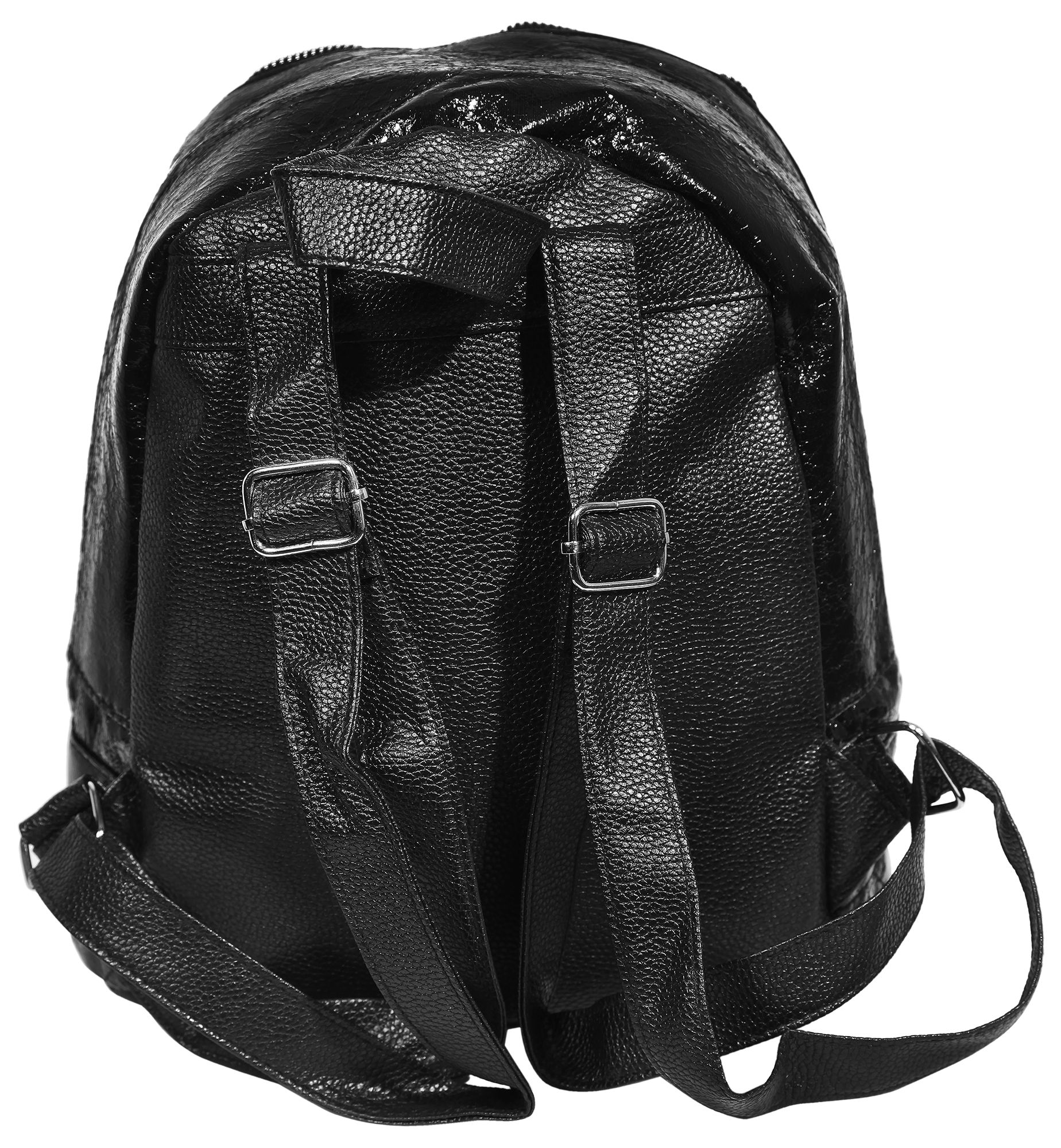Damen-Rucksack aus Lederimitat, schwarz, Länge: 26 cm / Breite: 23,5 cm / Stärke: 11,5 cm