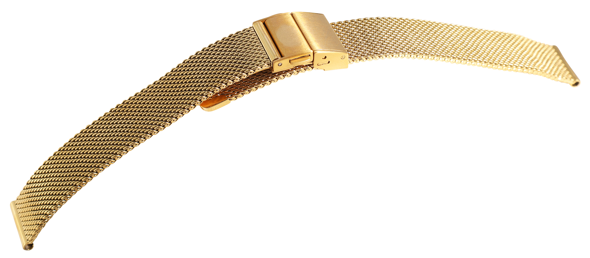 Edelstahl-Milanese (Quick-Release), Faltschließe, goldfarben, 14 mm