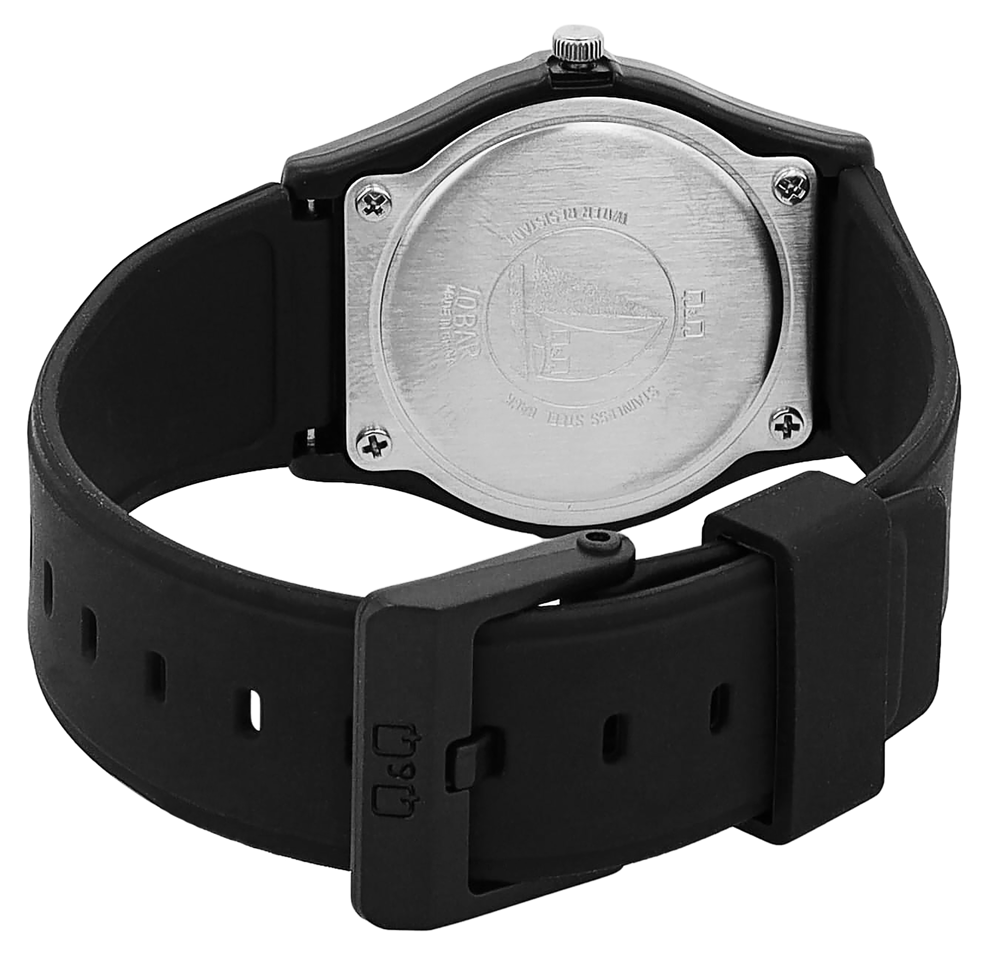 Q&Q Herrenuhr mit Silikonarmband, 10 BAR, schwarz