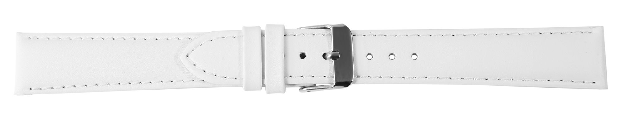 Echtleder-Uhrenarmband mit Naht, gepolstert, weiß, 18 mm