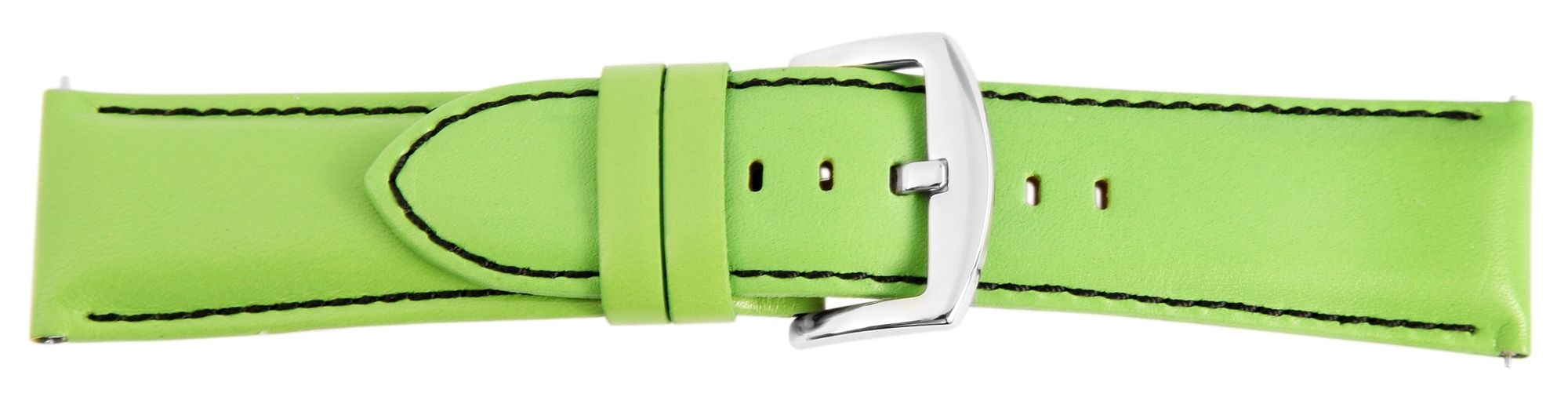 Echtleder-Uhrenarmband, hellgrün, schwarze Naht, 26 mm