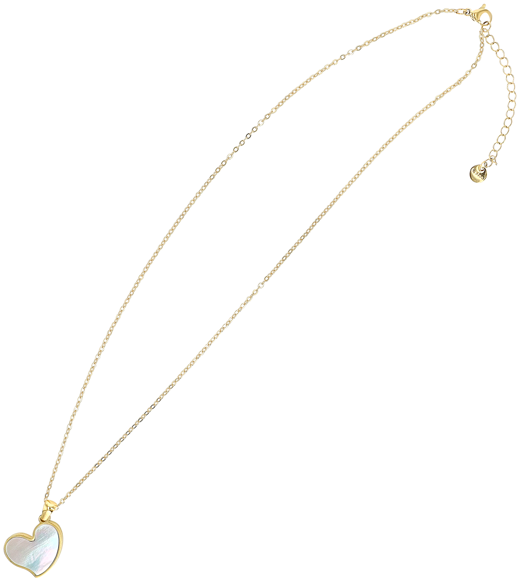 "Jorvina" Schmuckset, Kette (45+5 cm) + Ohrstecker, Herz, Edelstahl/ Perlmutt, goldfarben