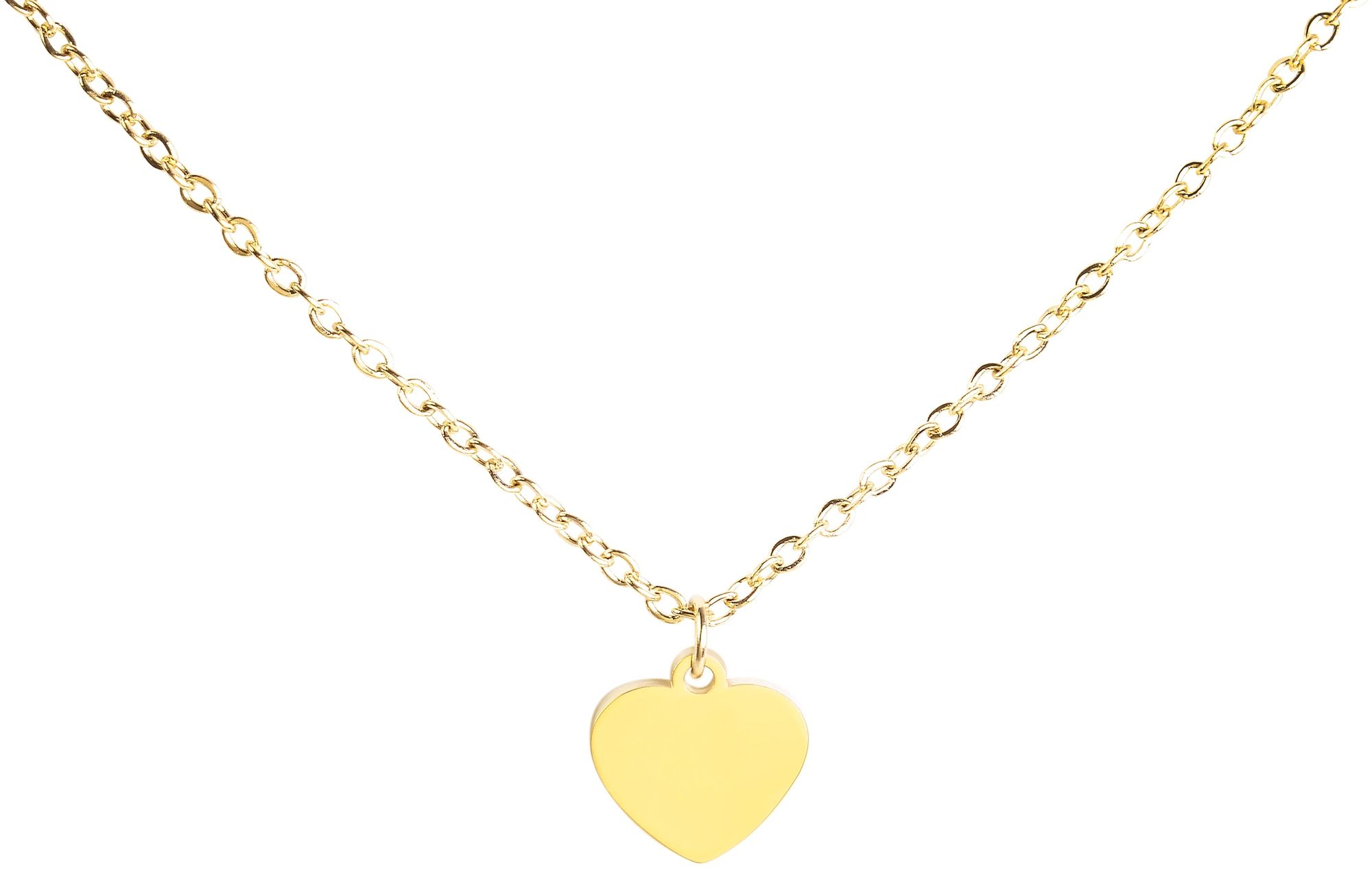 "Katrin", Edelstahl Kette mit Anhänger - Herz, Gravur, 45 + 5 cm, godfarben