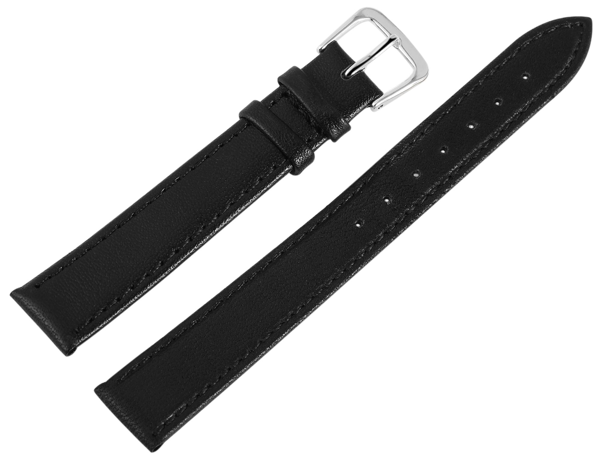 12er Set Echtleder-Uhrenarmband in schwarz, 14 mm