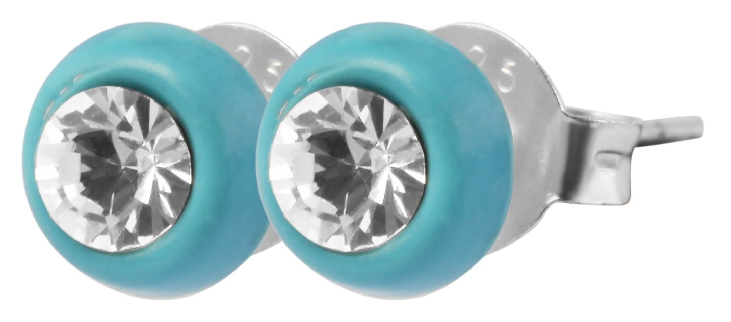 "Farbenfreunde Cleo" 925/- Echt Silber Kinder Ohrstecker, Similistein, rhodiniert, hellblau