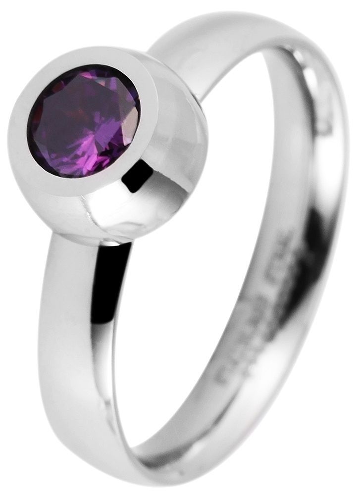 Akzent Damen-Ring aus Edelstahl mit Ersatzsteinen, silberfarben, Gr. 56