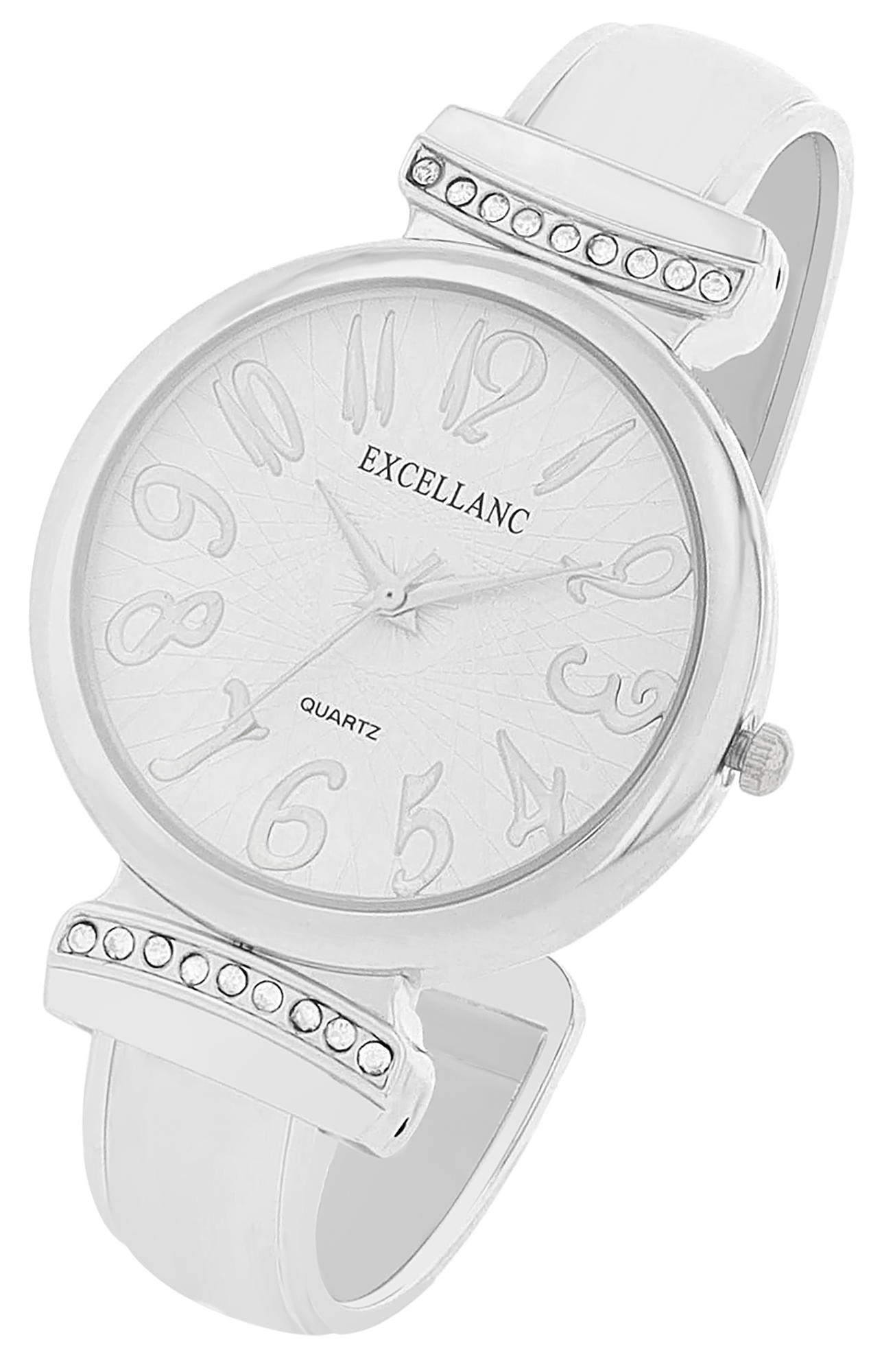 Excellanc Spangenuhr mit Metallarmband, Ø 36 mm, silberfarben/ weiß