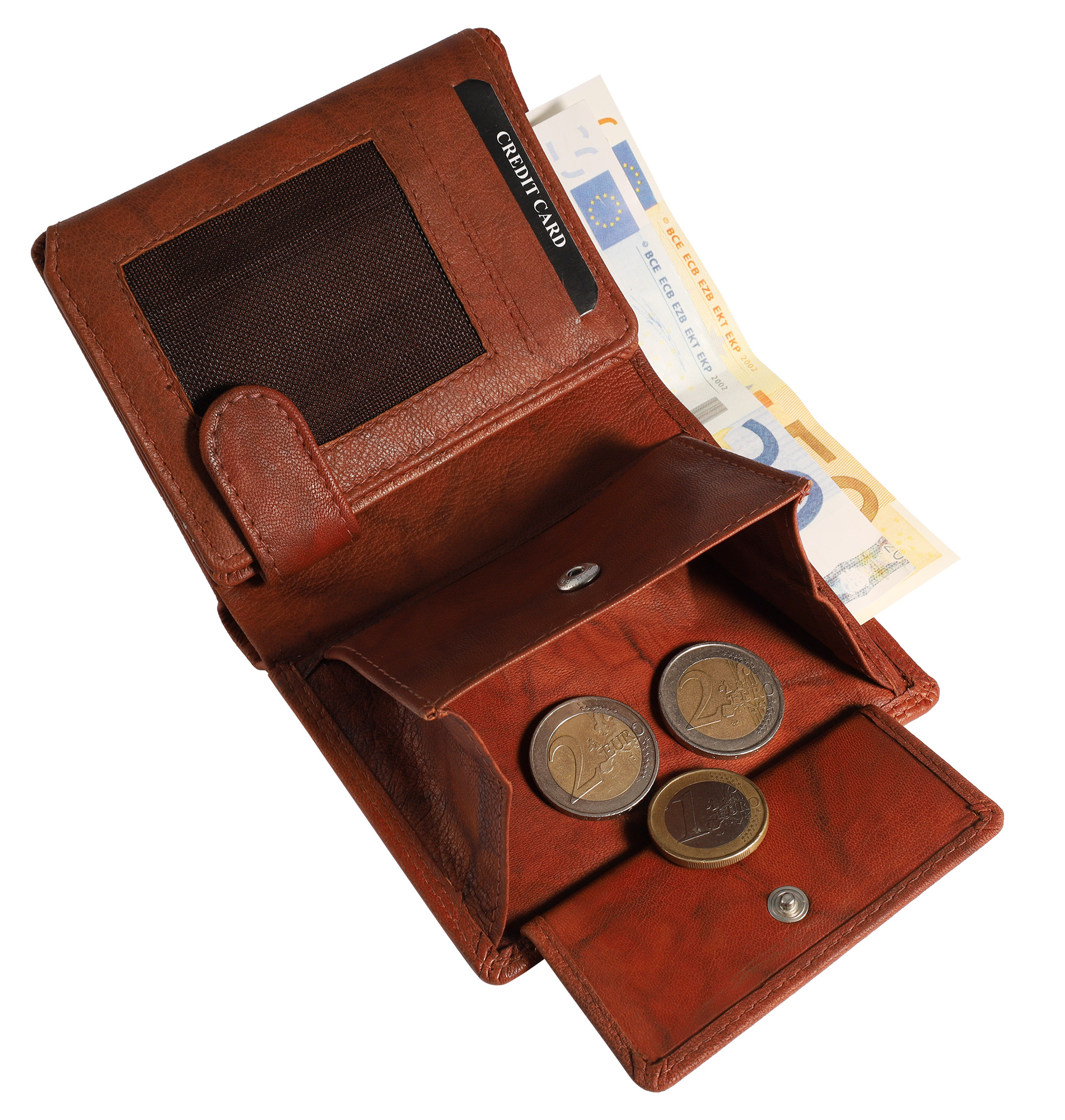 Leonardo Verrelli Echtleder (Antik) Geldbörse, RFID, Hochformat, braun (cognac)