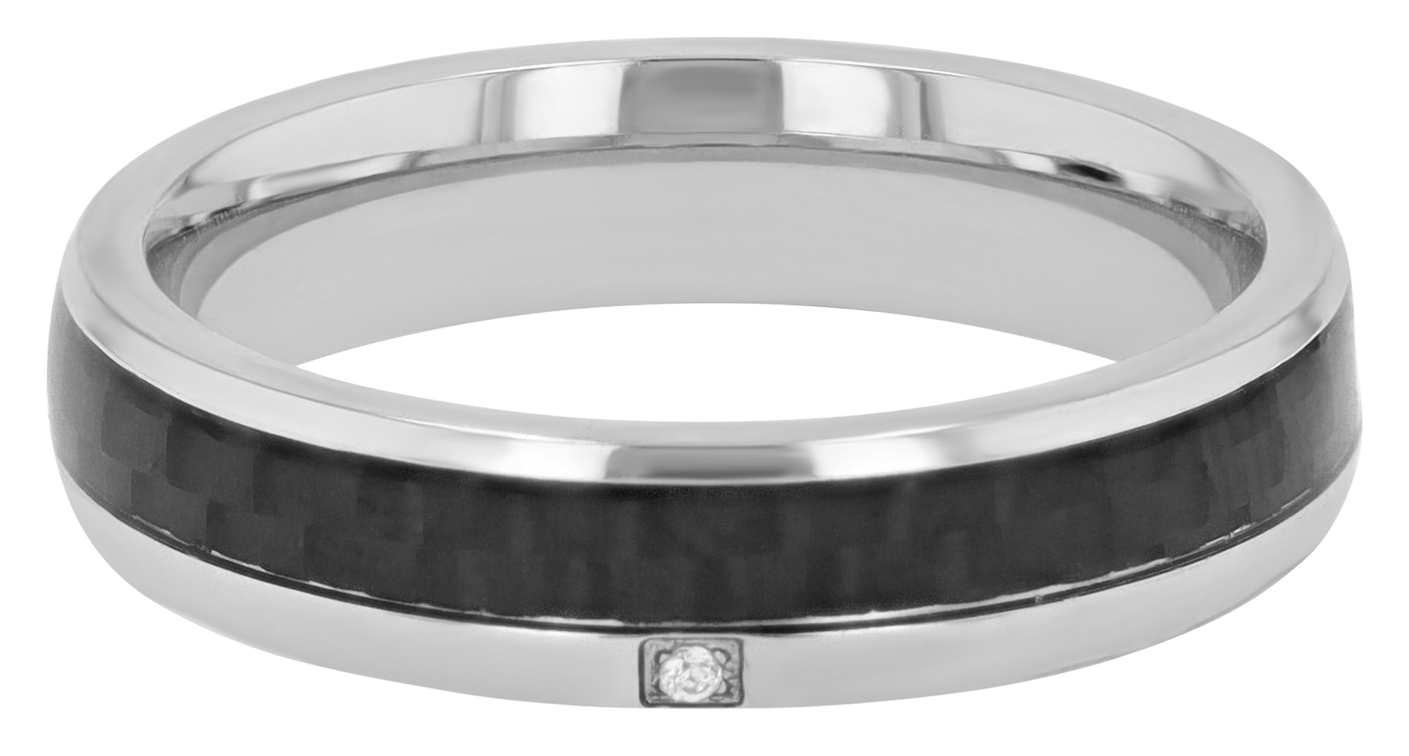 "Dark Fusion" Akzent Damen-Partnering Gr 52 - 62, Edelstahl, Simili, silberfarben/ Carbon-Optik
