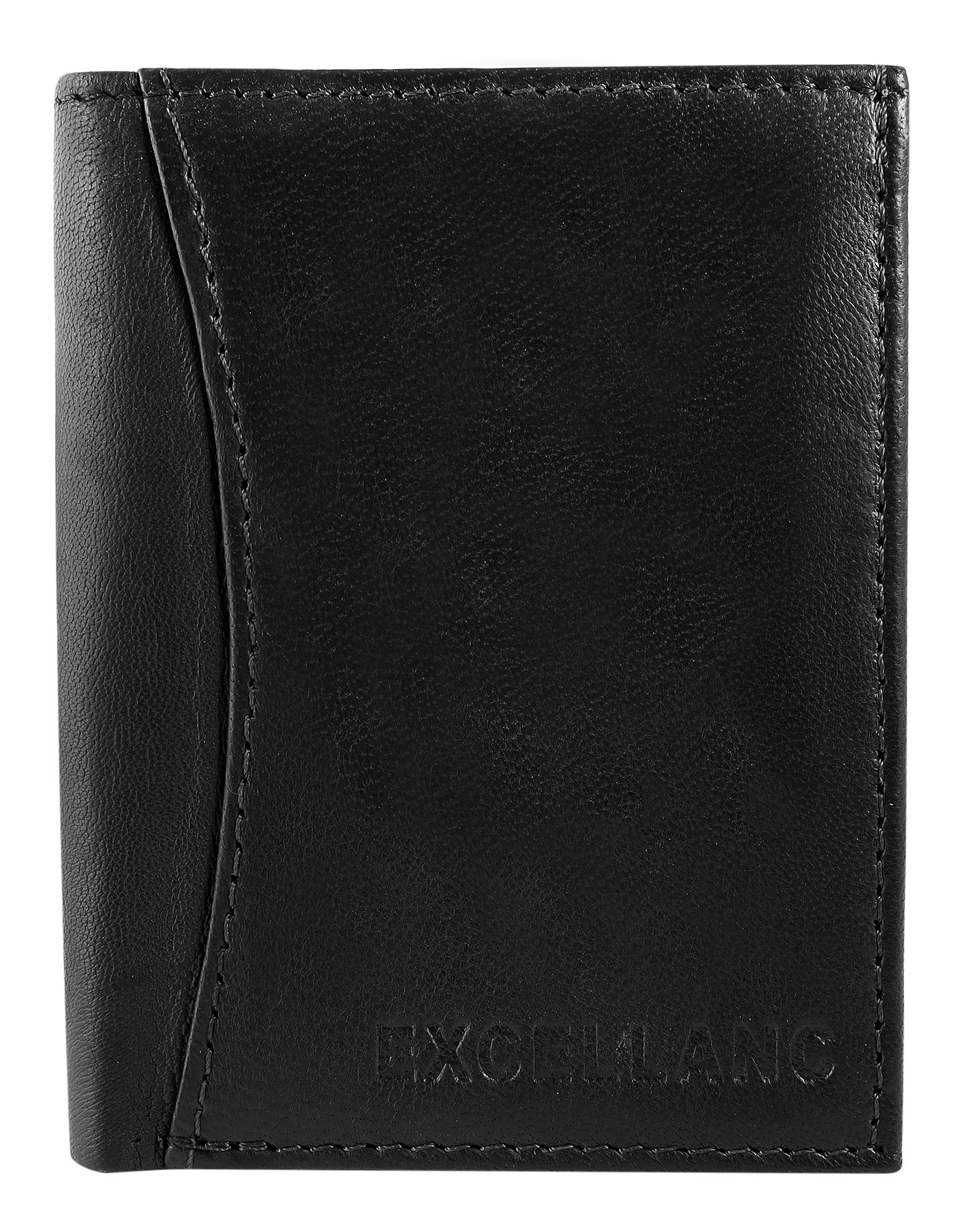 Excellanc Mini-Geldbörse aus Echtleder, Hochformat, schwarz