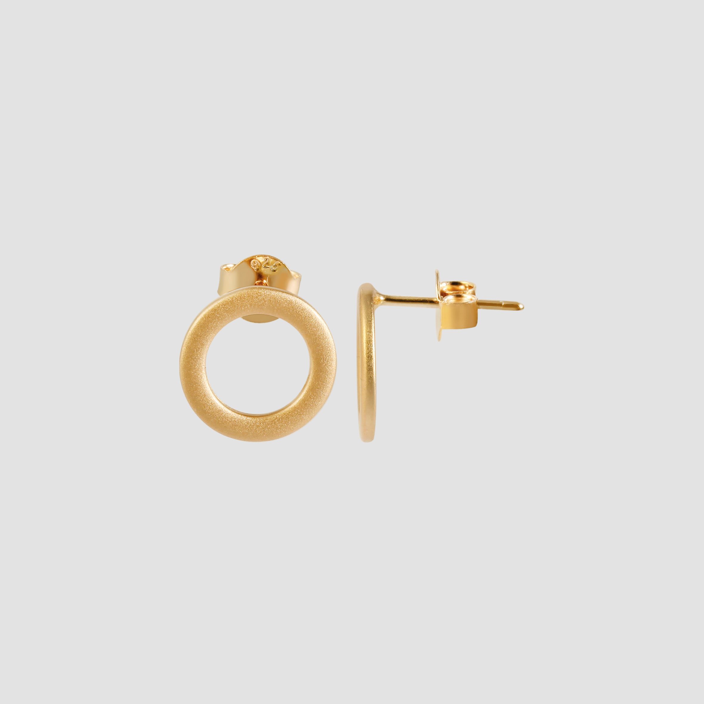 925/- Echt Silber Ohrstecker "Ronda" rund, mattiert, vergoldet