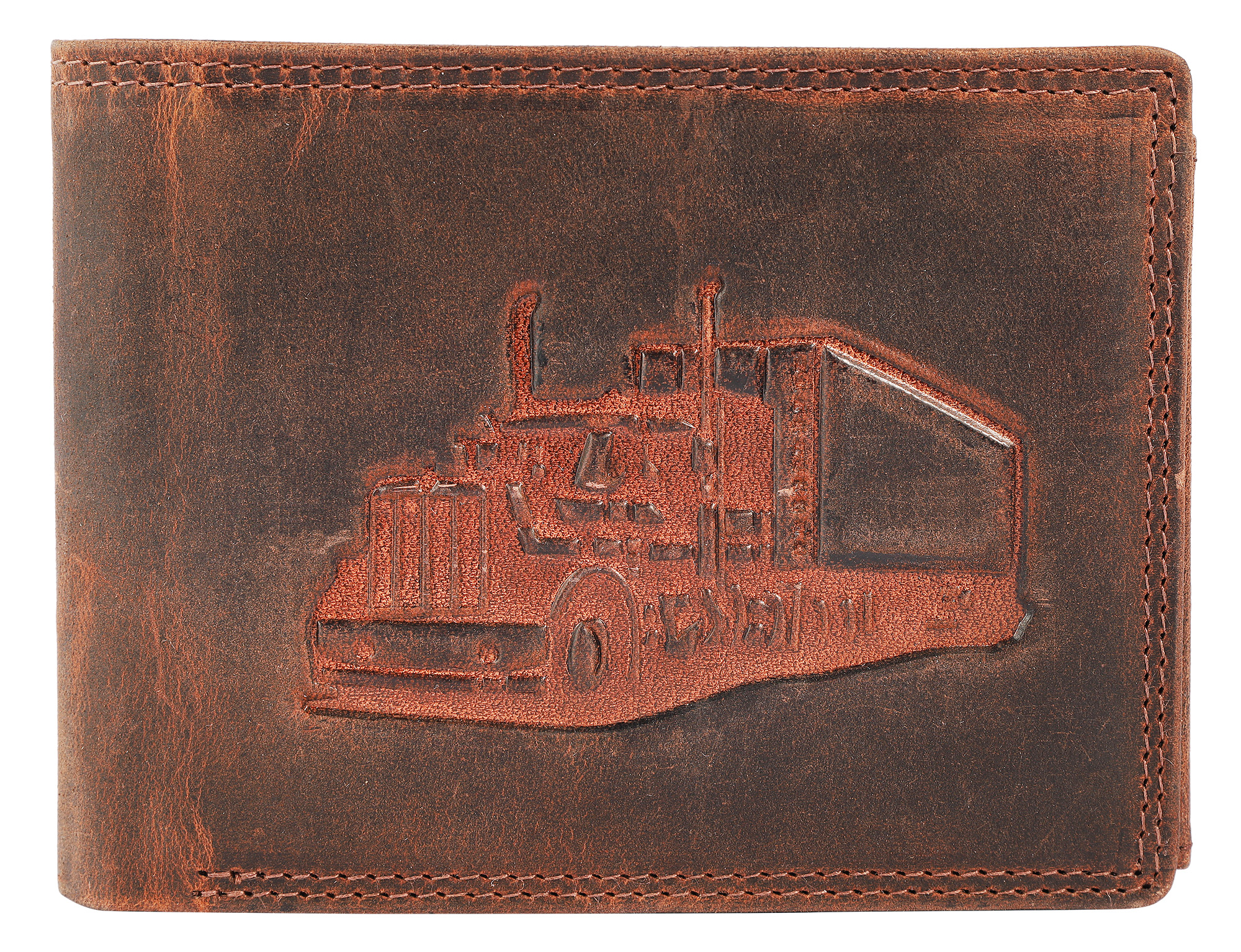 Akzent Echt Leder (Hunter-Leder) Geldbörse, RFID, Querformat, "Truck", braun