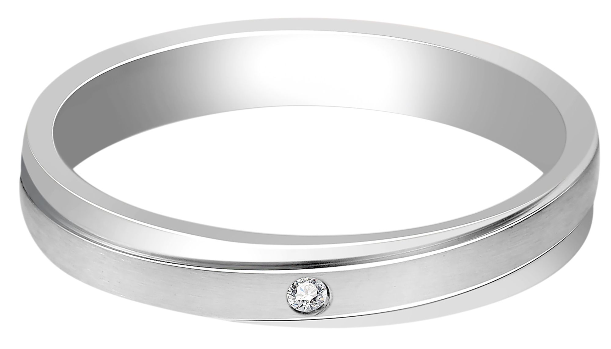 "Unity" Damen-Partnerring, Gr 64, Edelstahl, Similistein, silberfarben