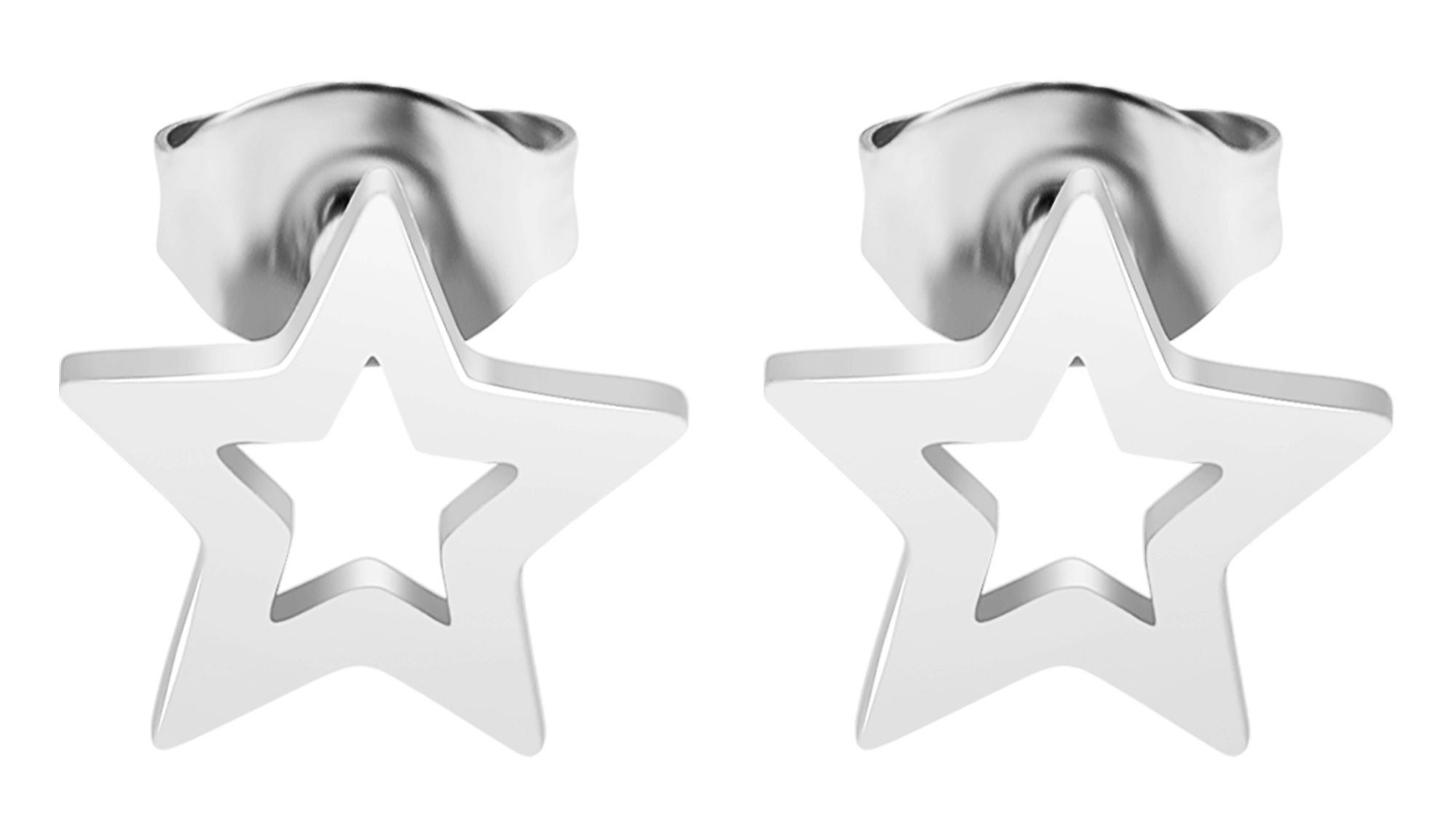 "Finley" Akzent Edelstahl Ohrstecker Stern, silberfarbig
