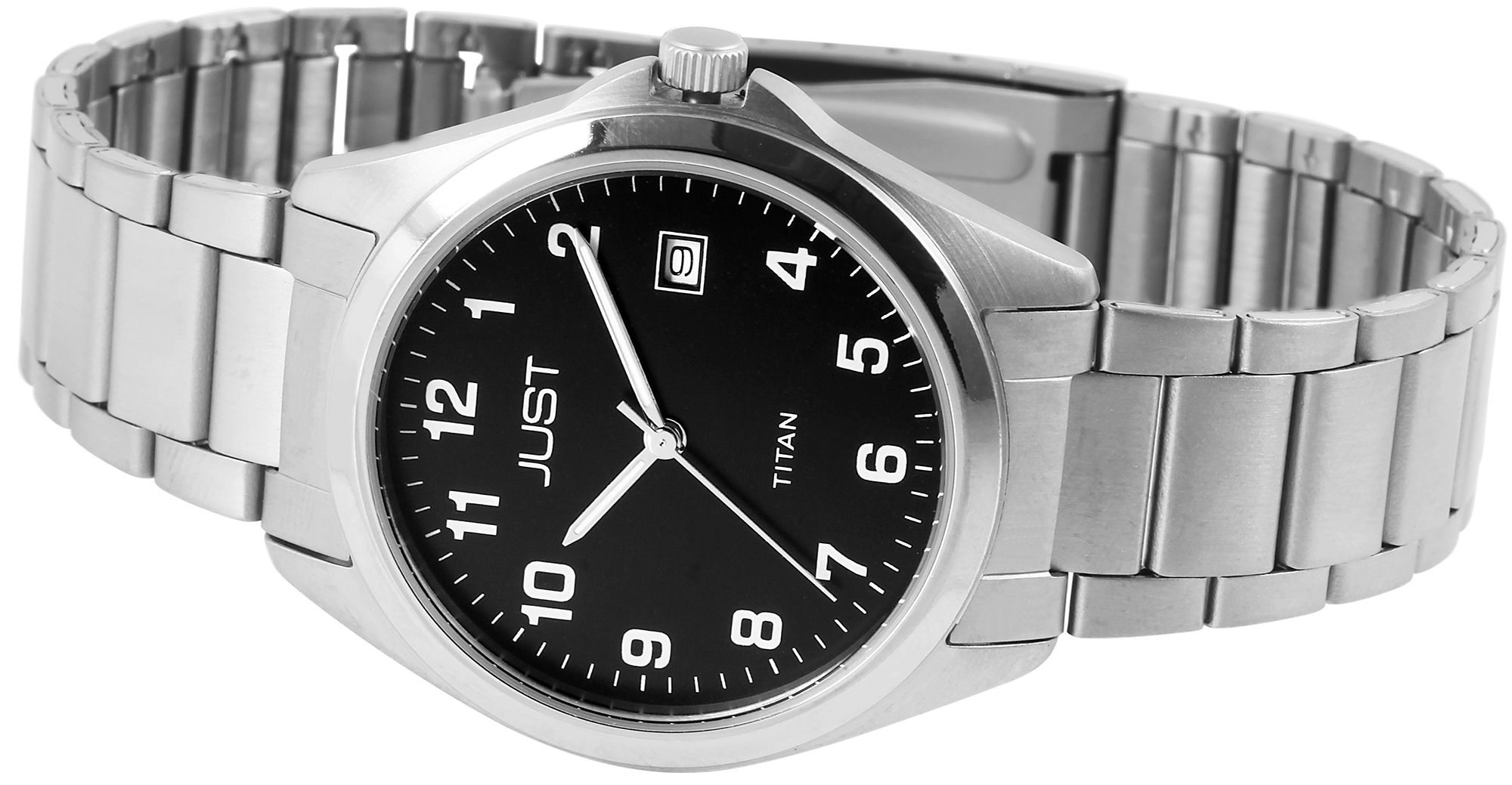 Just Herrenarmbanduhr aus Titan, silberfarben/schwarz