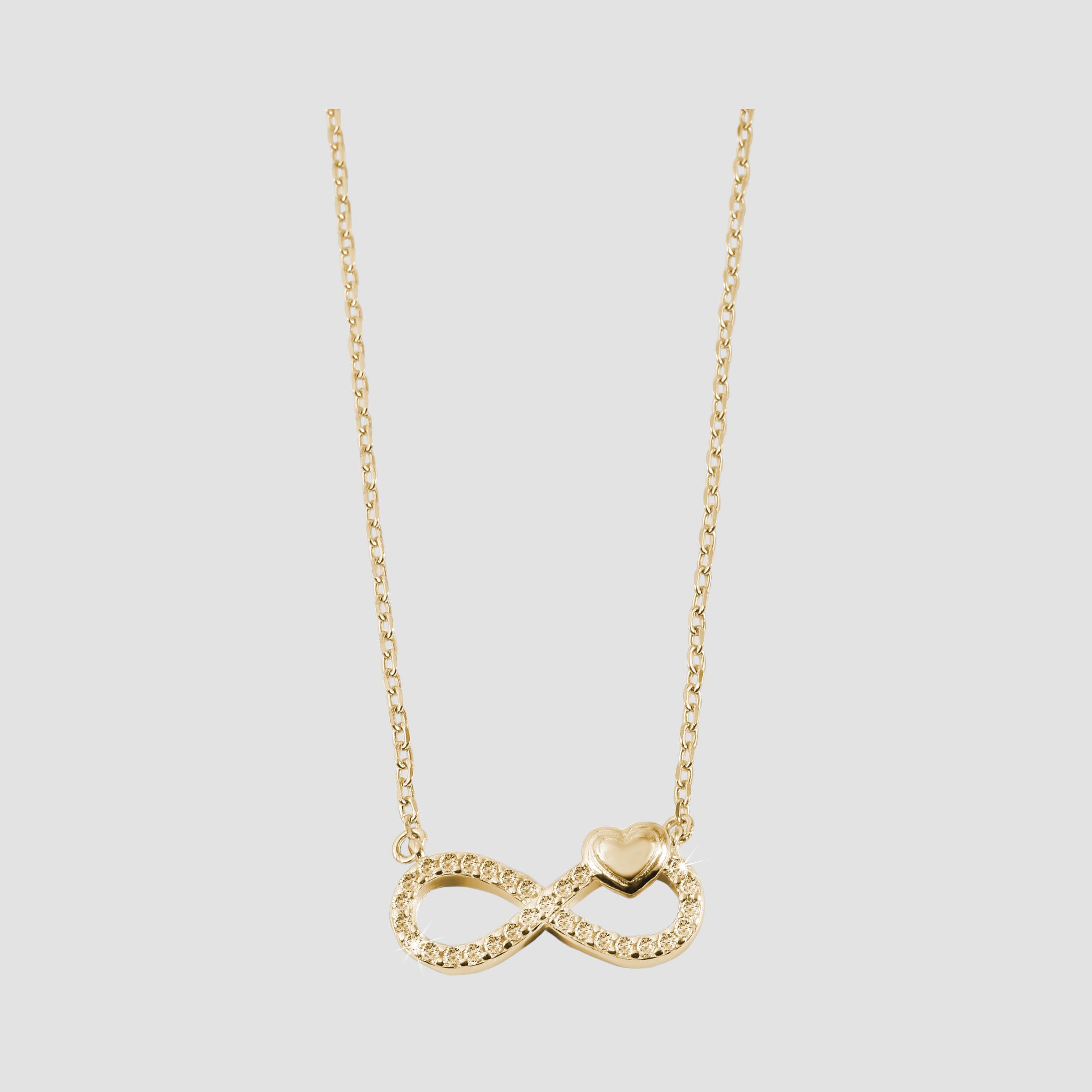 "Jihan", 925/- Echt Silber Halskette mit Anhänger Infinity mit Zirkonia, vergoldet, 42 cm