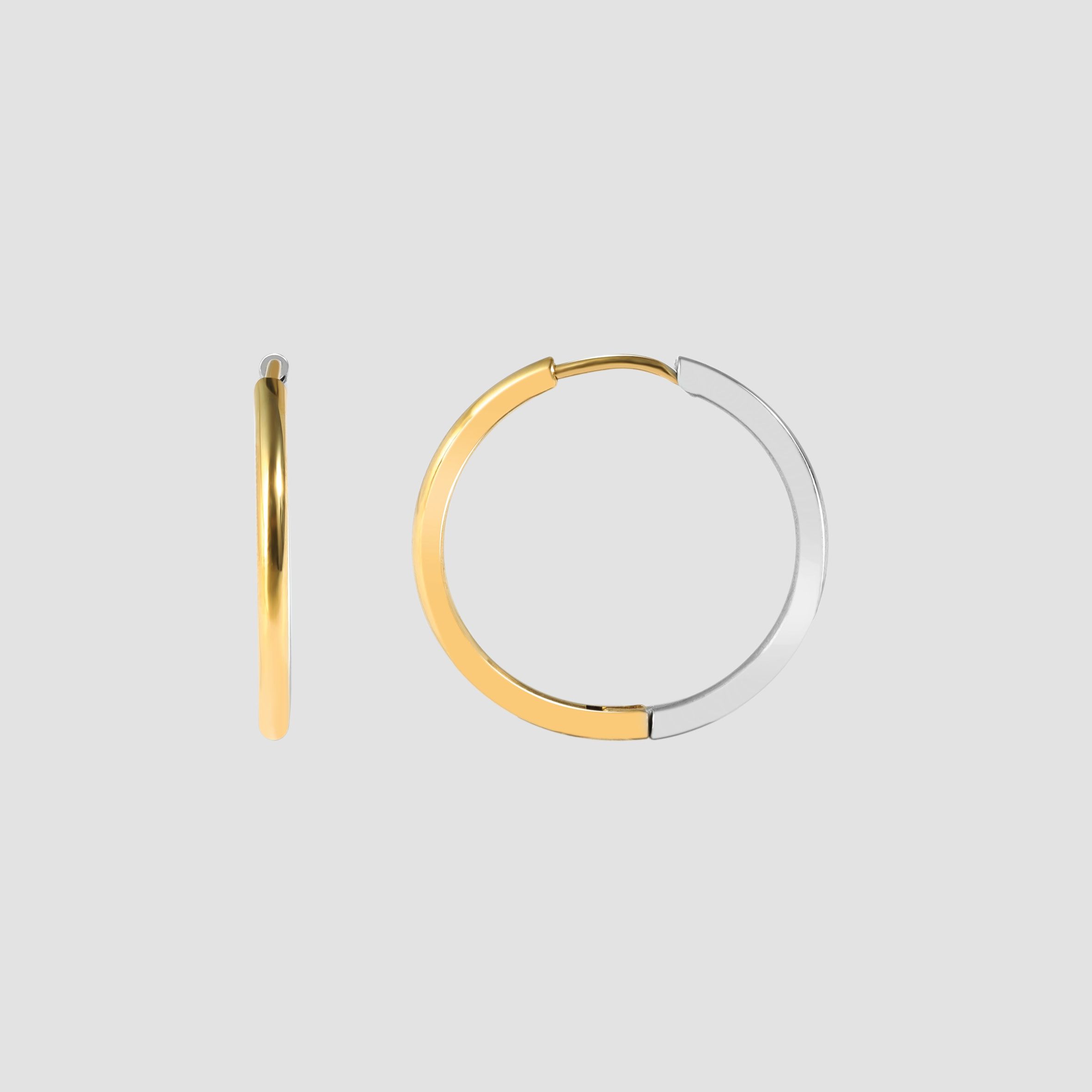 "Zuzu" Akzent Creolen aus Edelstahl, Ø 20 mm, bicolor (silberfarbig/ goldfarbig)
