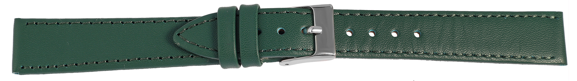 Echtleder-Uhrenarmband "super-soft", grün, Naht,14 mm