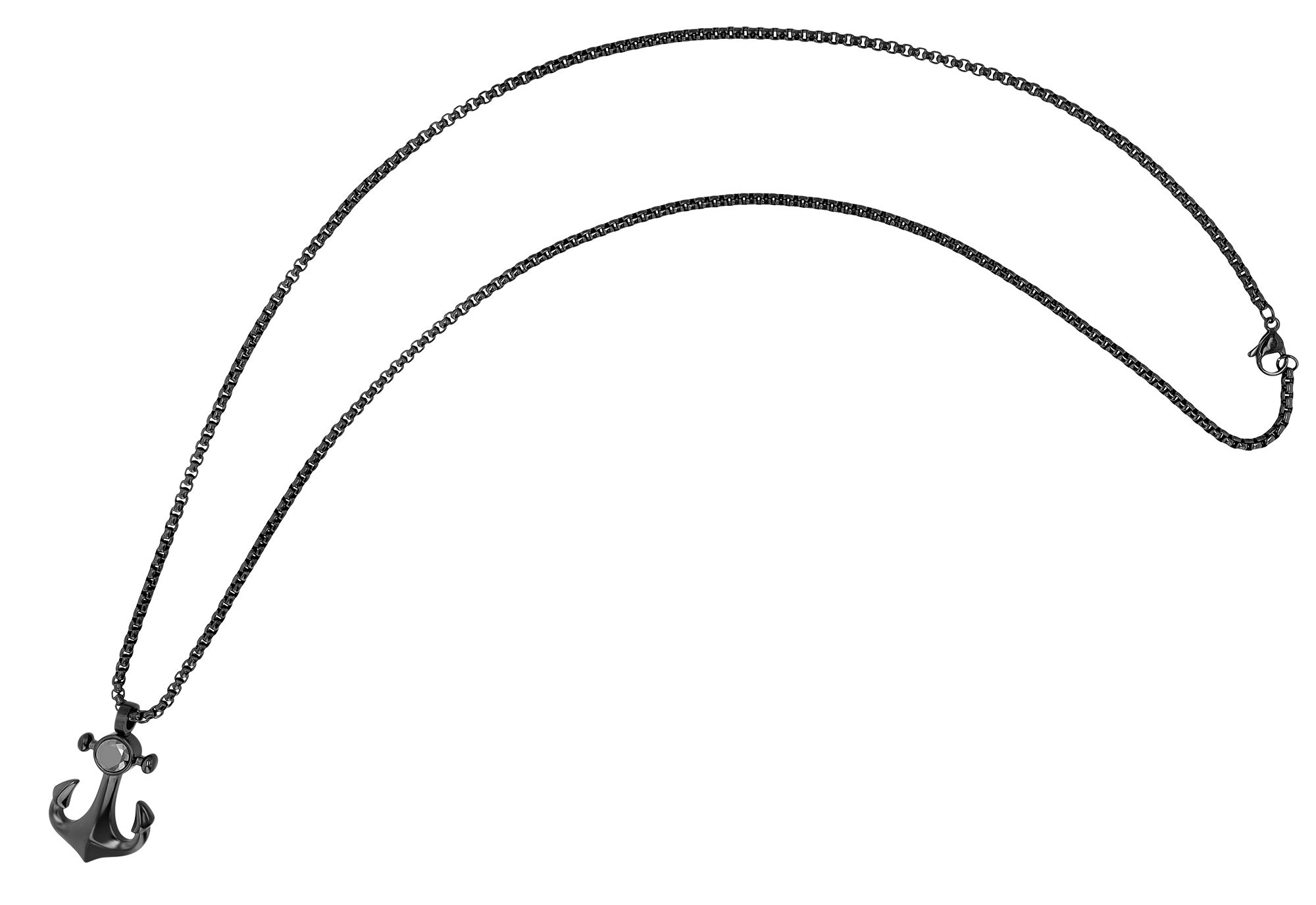 Akzent Erbskette mit Anker, Edelstahl, ionenplattiert, 60 cm, schwarz