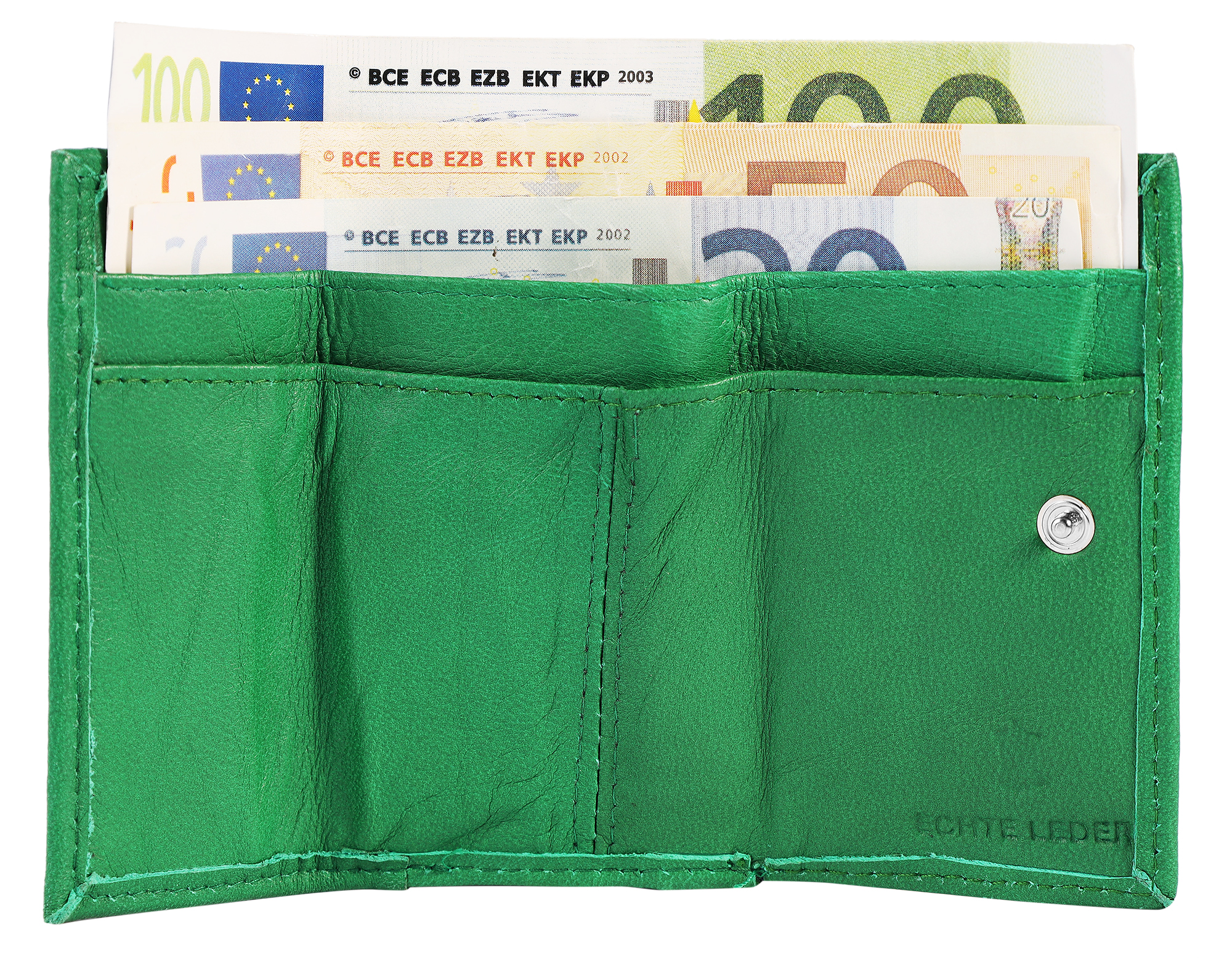 Excellanc Mini-Geldbörse aus Echtleder in grün