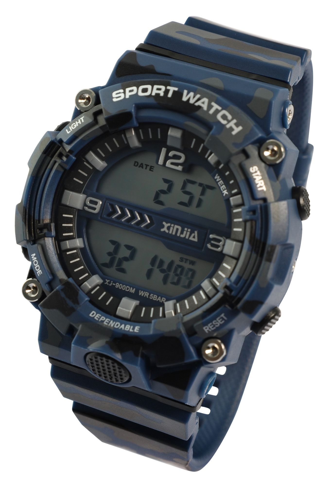 Xinjia Herrenuhr mit TPU-Band, Camouflage blau