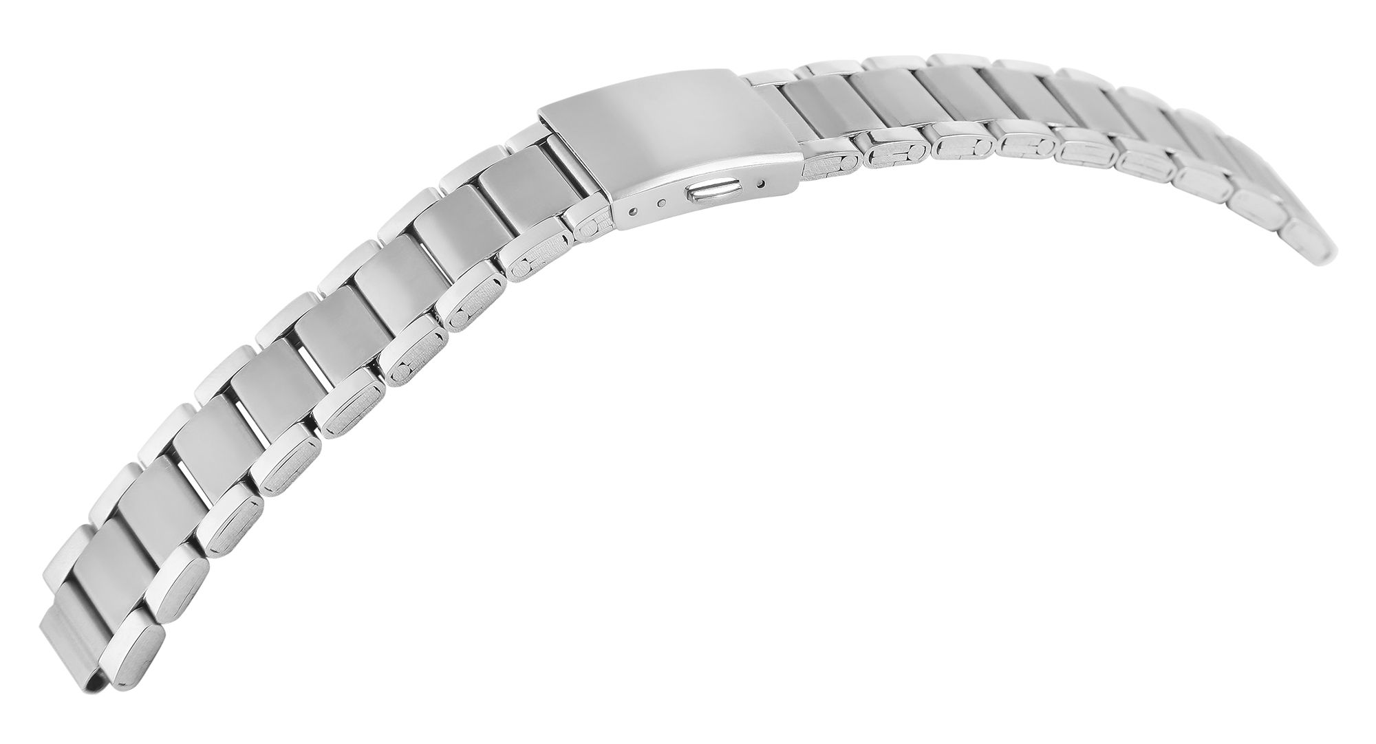 Edelstahl-Uhrenarmband mit Faltschließe, silberfarben, 20 mm