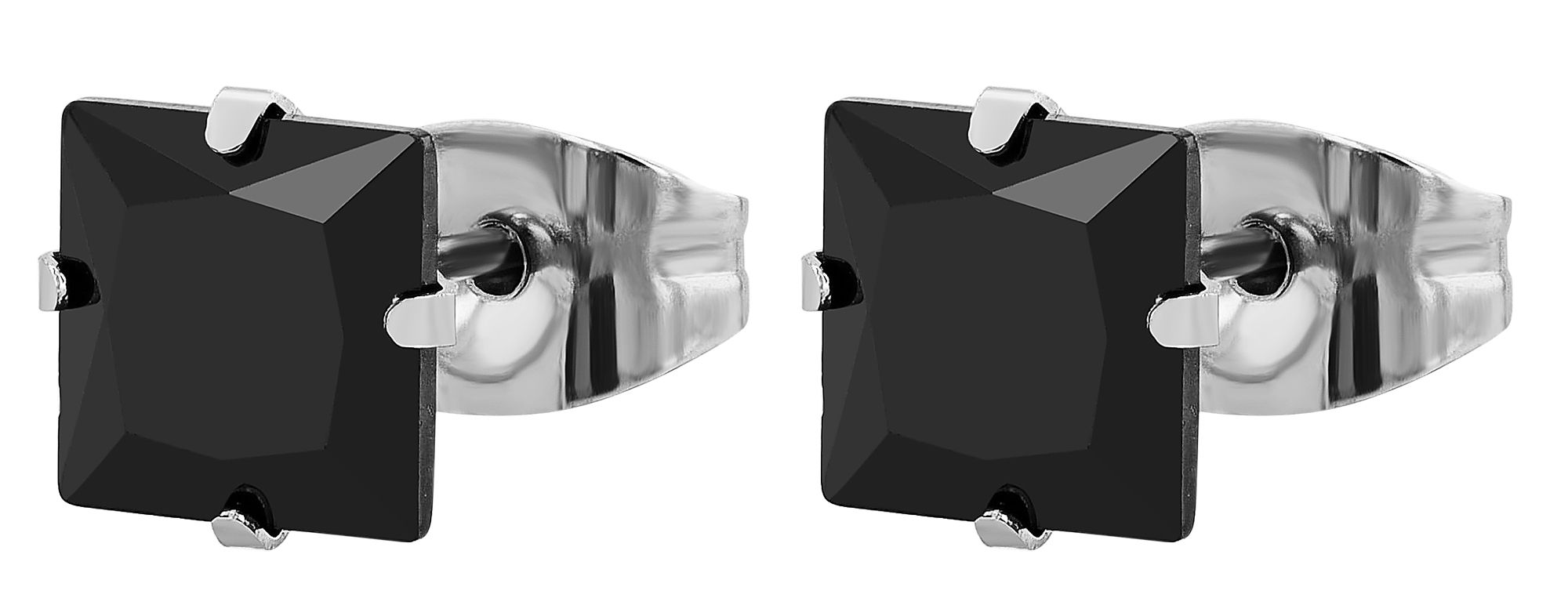 Akzent Ohrstecker "Jexy" aus Edelstahl, quadratischer Zirkonia, 6 x 6 mm