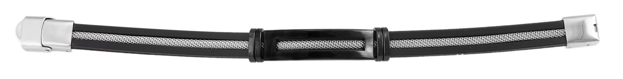 "Saikore", Akzent Armband aus Silikon und Edelstahl in schwarz