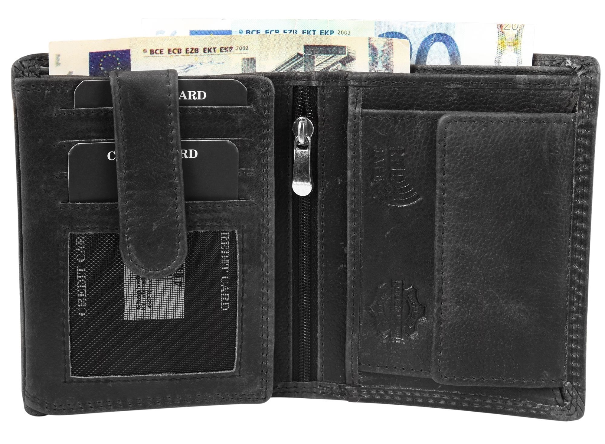 Leonardo Verrelli Echtleder Herrengeldbörse, RFID-Schutz, schwarz