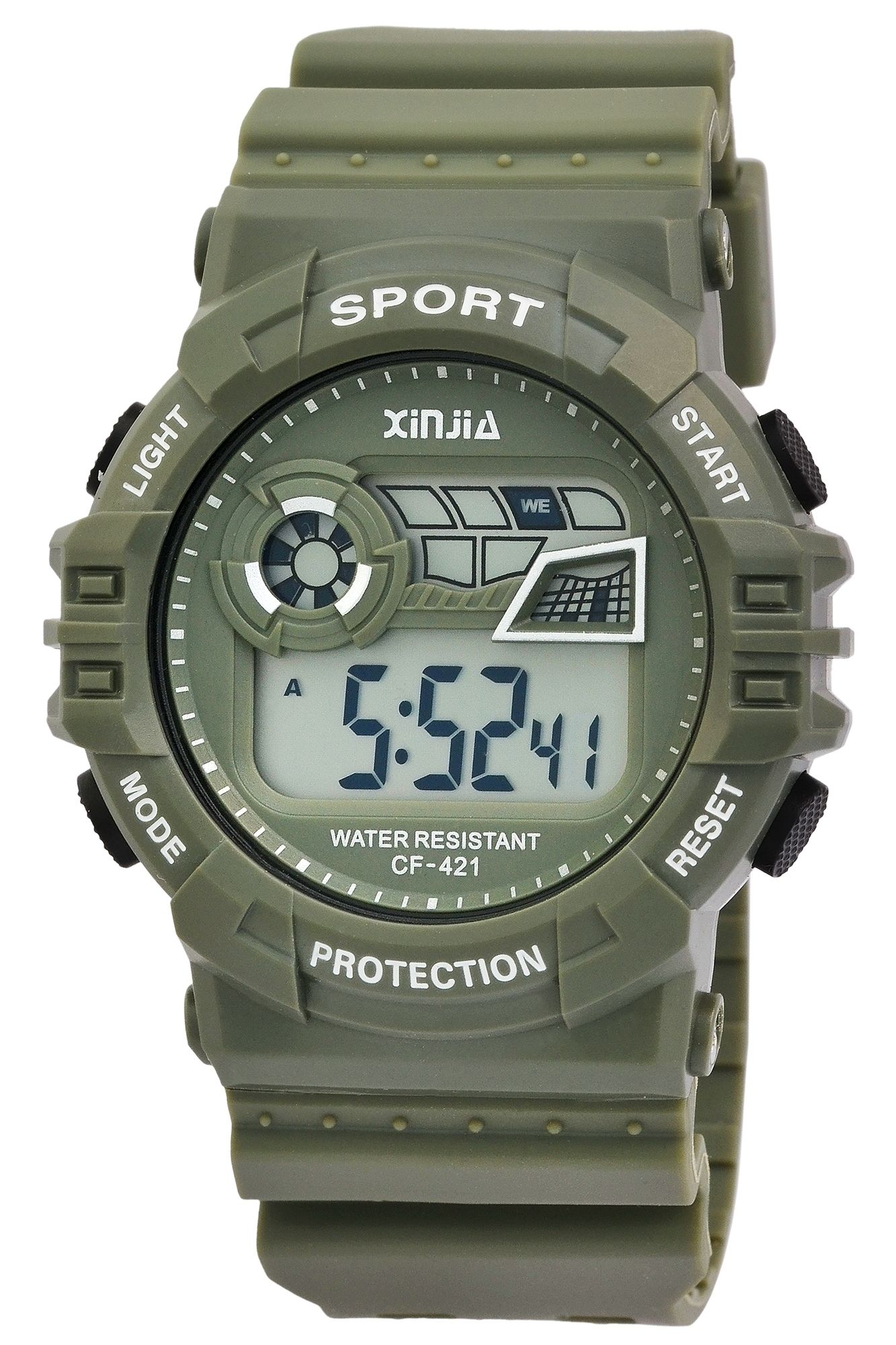 XINJIA Digitaluhr mit Silikonarmband, grün