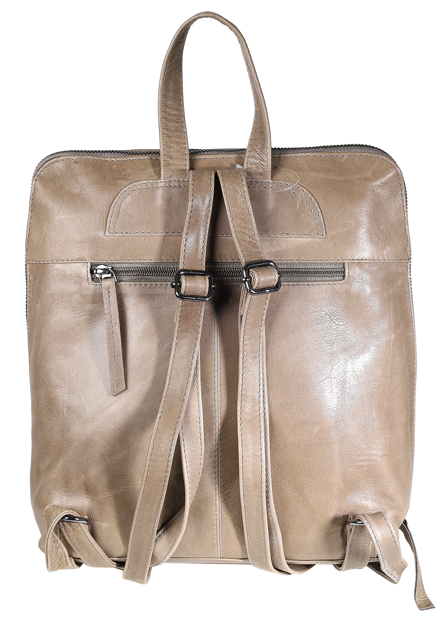 Leonardo Verrelli, Echtleder Rucksack/Tasche, Reißverschluss, verstellbare Riemen, hellbraun