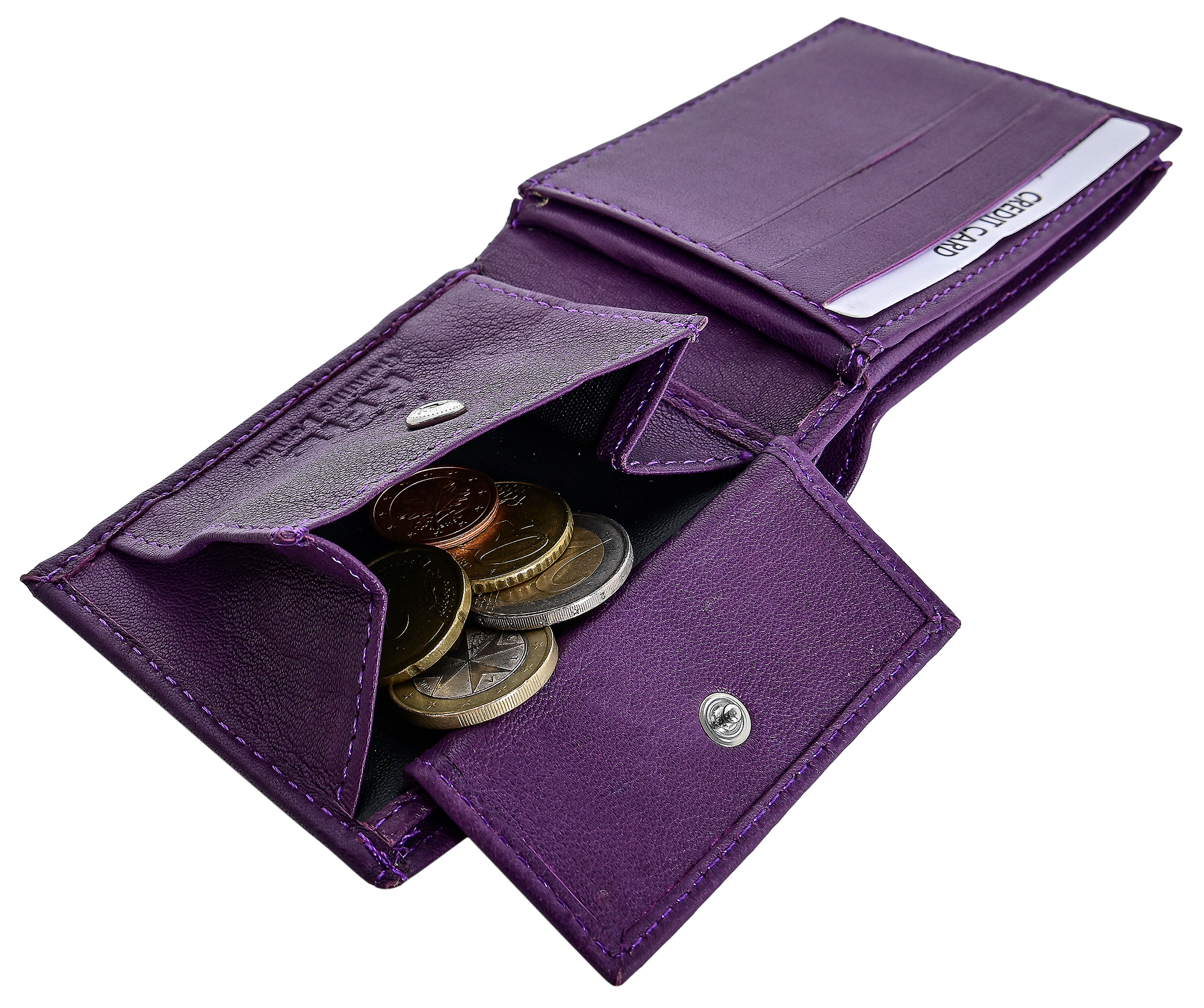 Steinmeister Echtleder Mini-Geldbörse, RFID, Querformat, lila