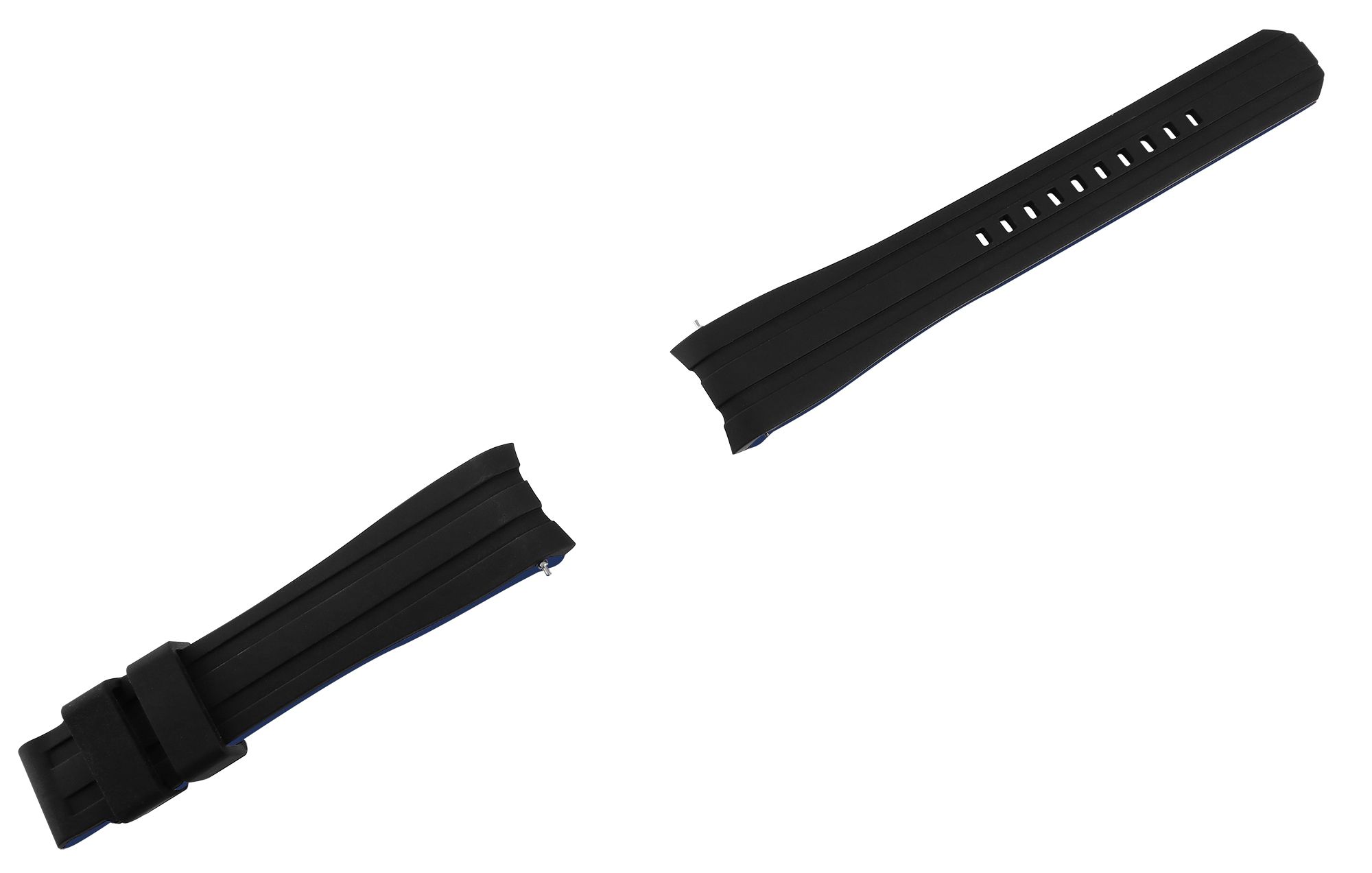 Schnellwechselarmband für Uhren, Silikon, Dornschließe, schwarz/blau, 20 mm