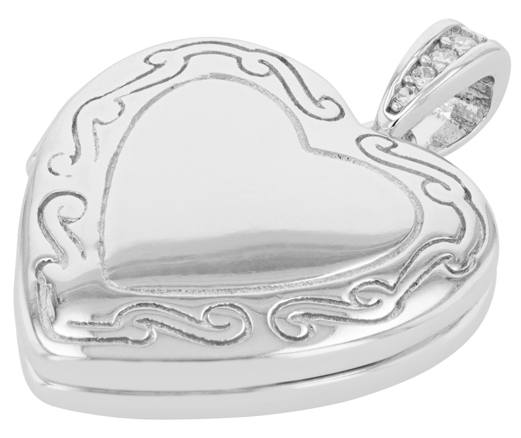 925/- Echt Silber Medaillon Herz "Kinsley" mit Zirkonia, rhodiniert