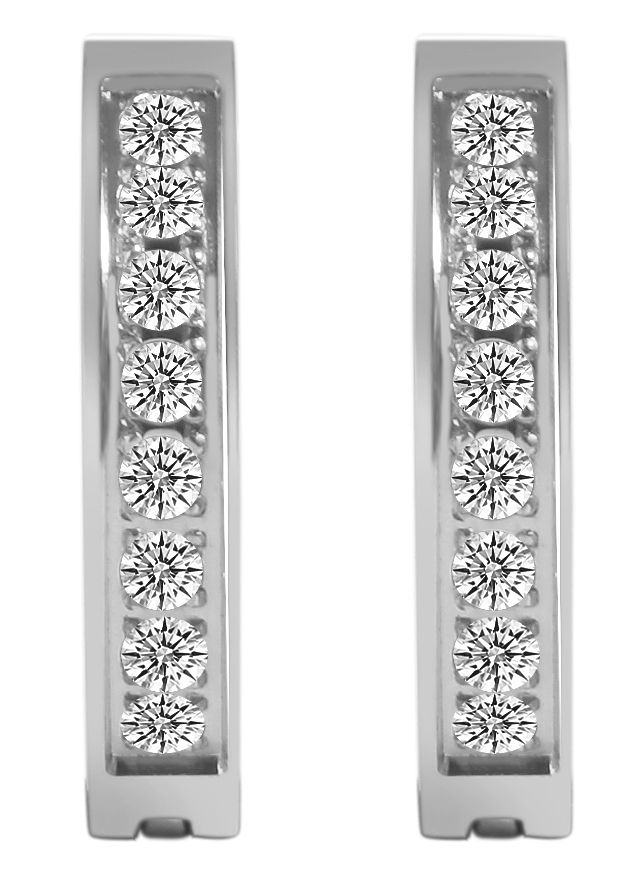 "Finda" Klapp-Creolen aus Edelstahl, Simili, Ø 12mm/ 3mm, silberfarben