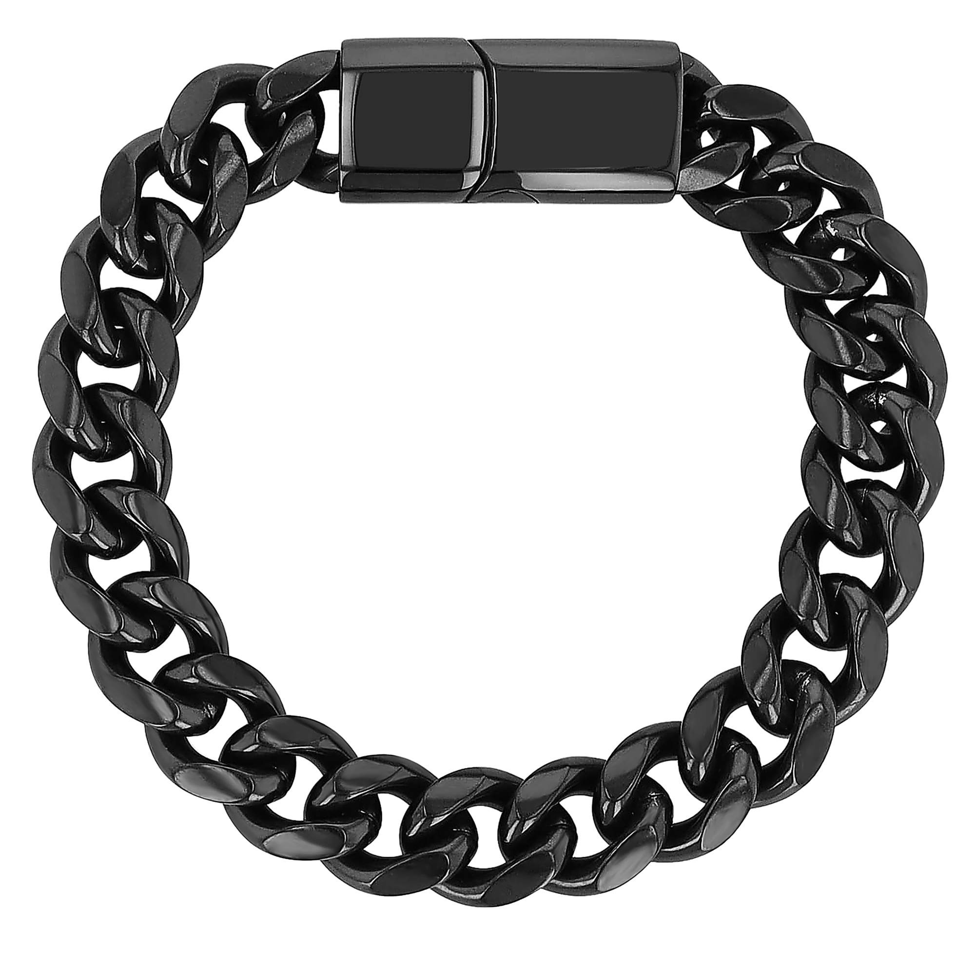 "Ole" Akzent Edelstahl Armband, Panzerarmband, 21,5 + 1 cm, Schwarz