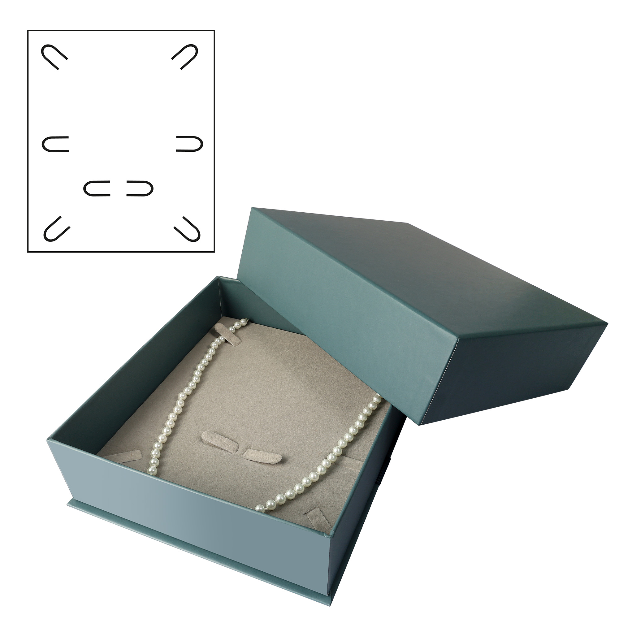 Schmuckbox aus Pappe in dunkelgrün mit Schleife, VE 12