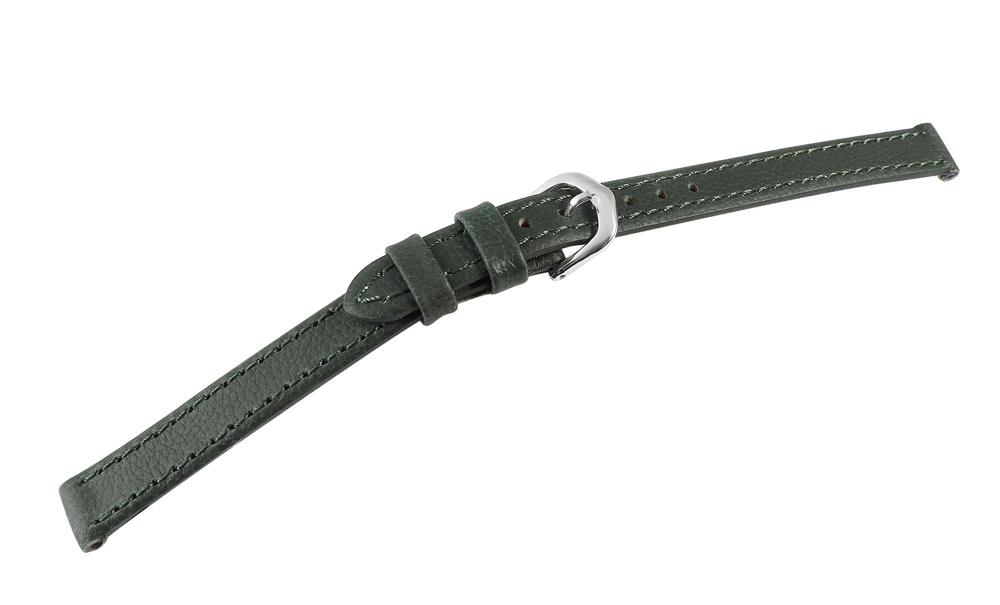 Echtleder-Uhrenarmband "super-soft", dunkelgrün, Naht, 10 mm