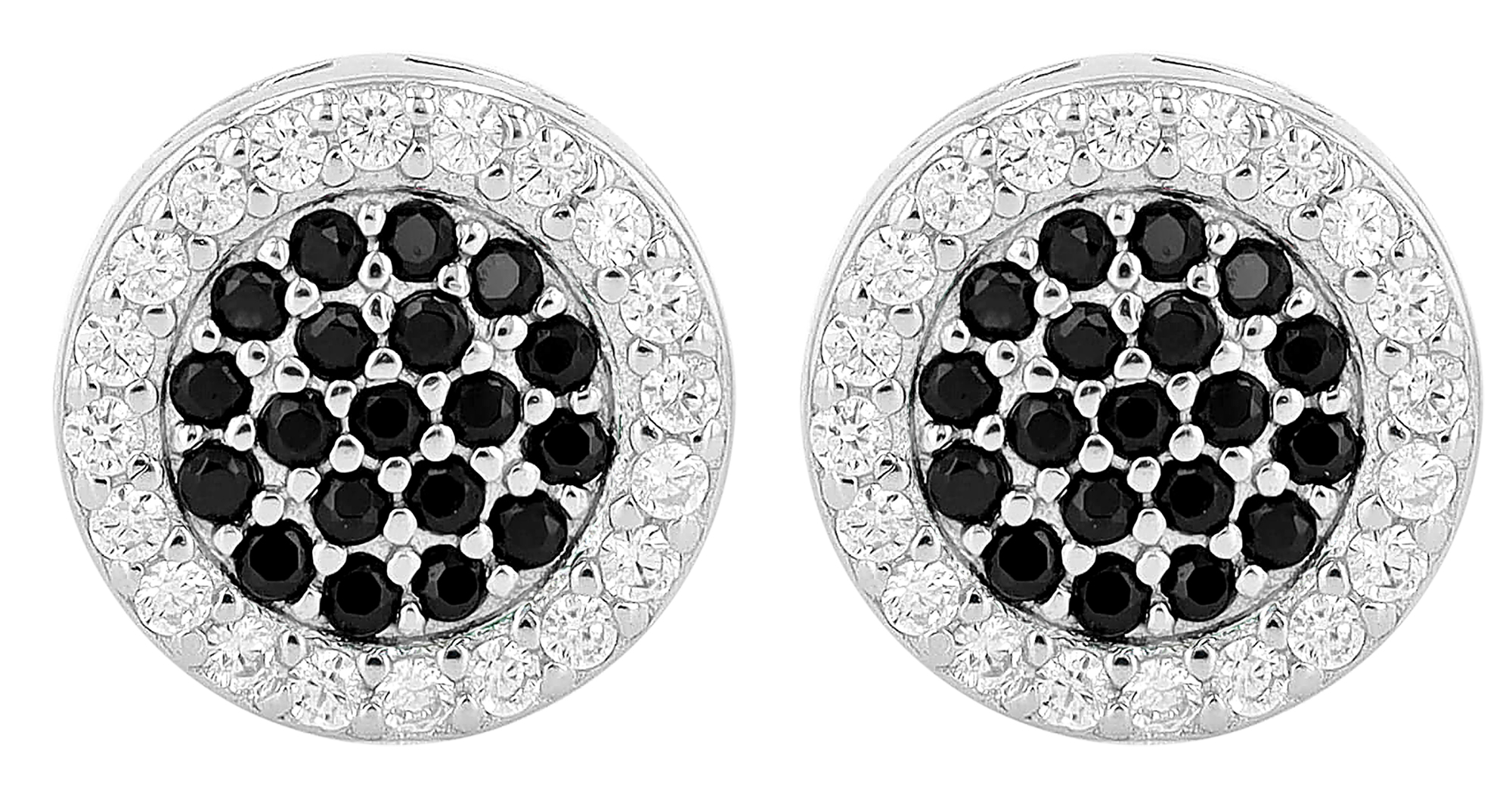 "Serane" 925/- Echt Silber Ohrstecker, Zirkonia schwarz, silberfarben rhodiniert