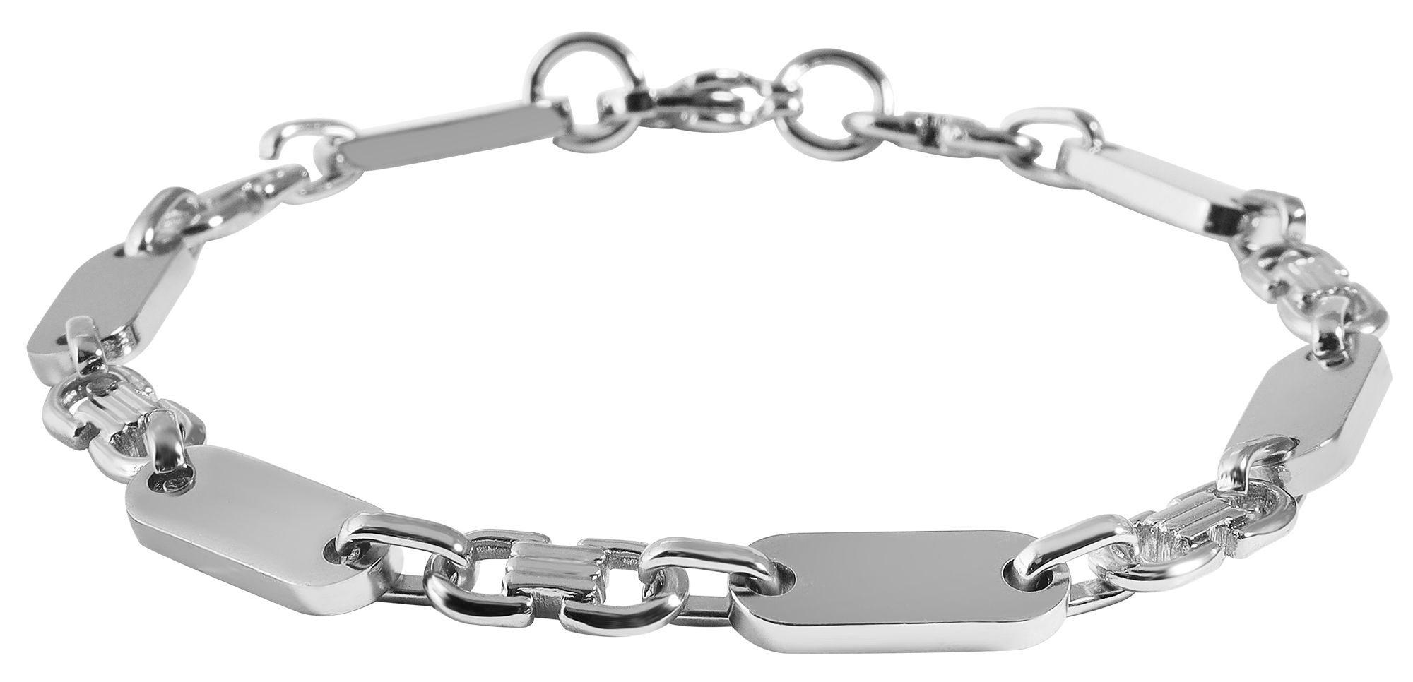 "Elvin" Edelstahl Platten-Armband, silberfarben, 21 cm/ 6 mm