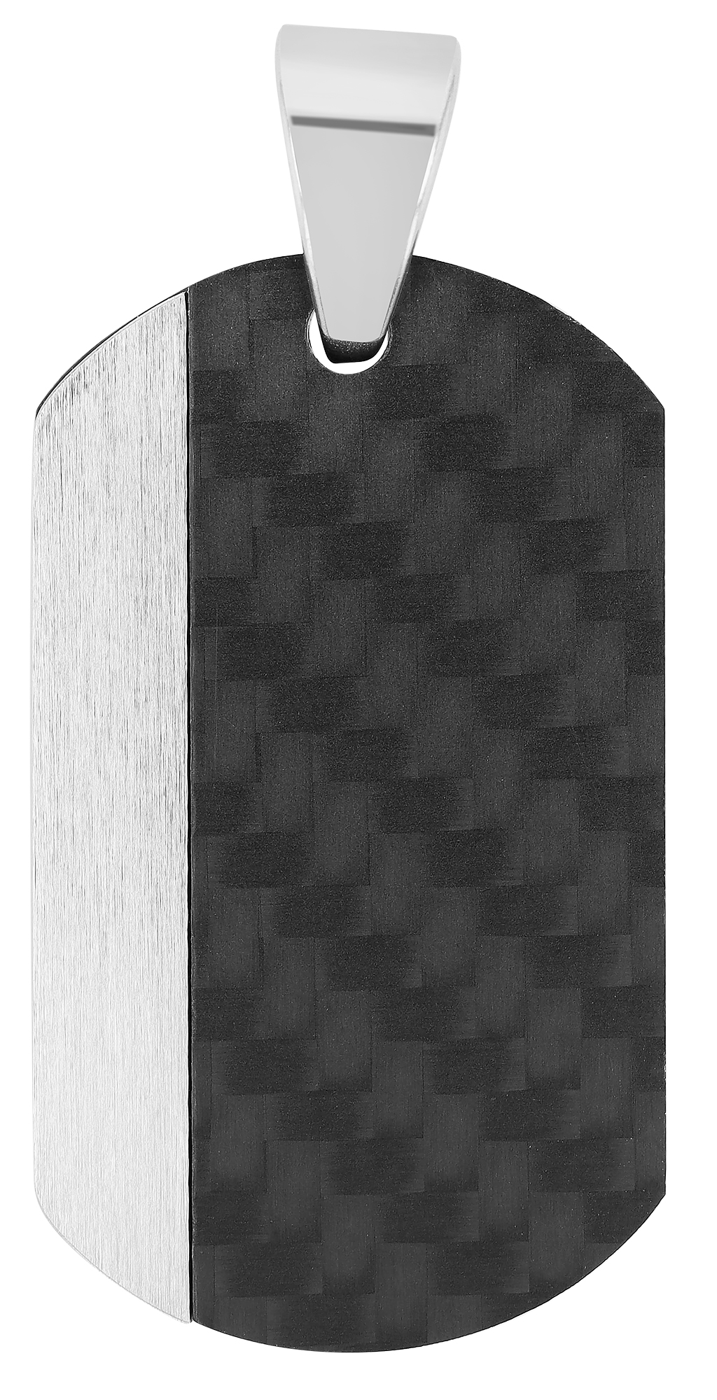 "Antonio", Edelstahlanhänger, Dogtag, holografisches Carbonmuster, schwarz/silberfarben