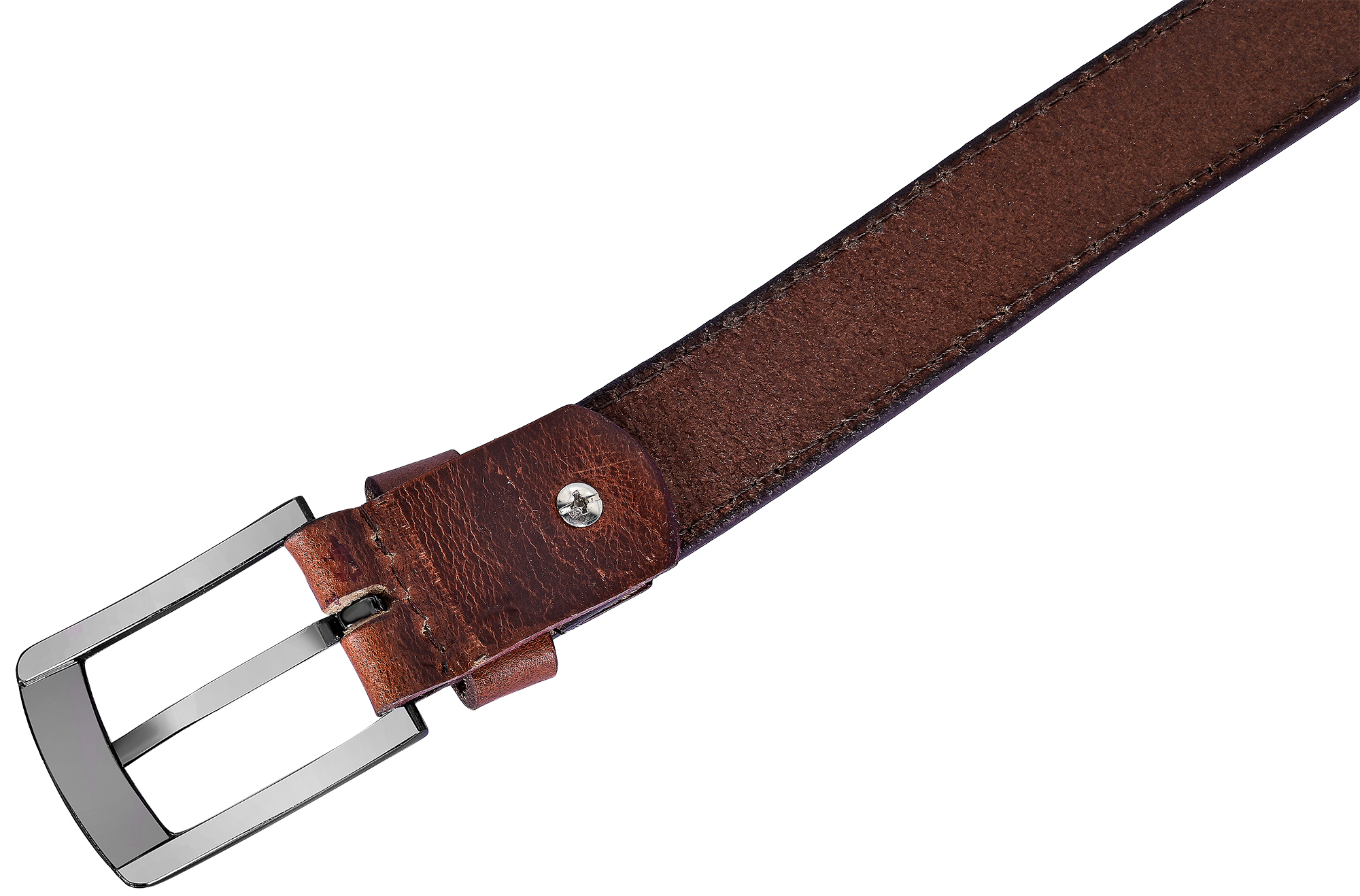 Leonardo Verrelli Echtleder Gürtel - Übergröße 120 cm/ 30 mm, braun, kürzbar