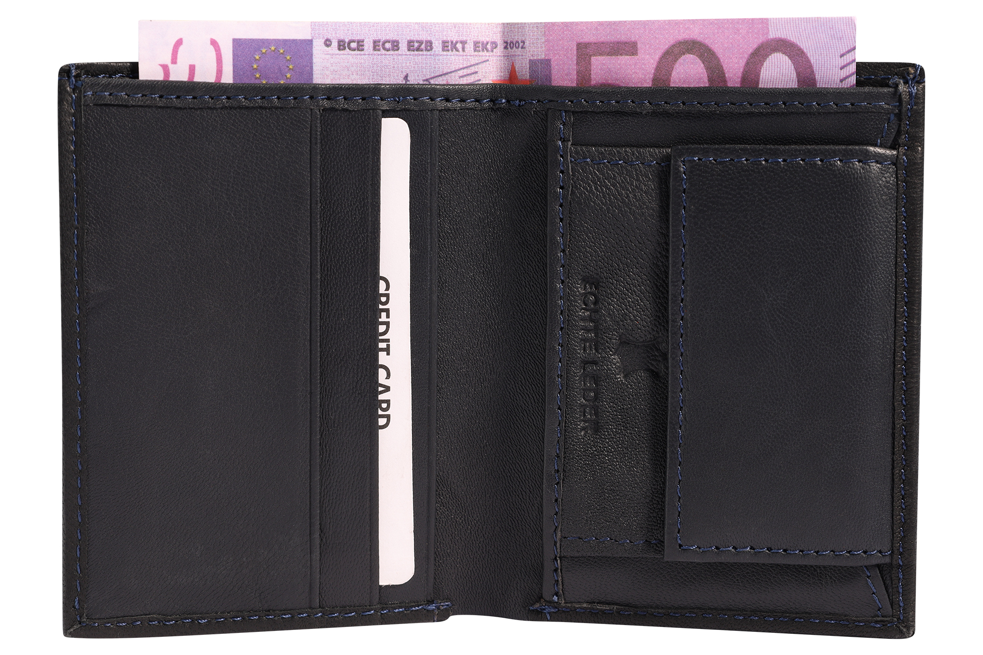 Excellanc Mini-Geldbörse aus Echtleder, Hochformat, schwarz/grau