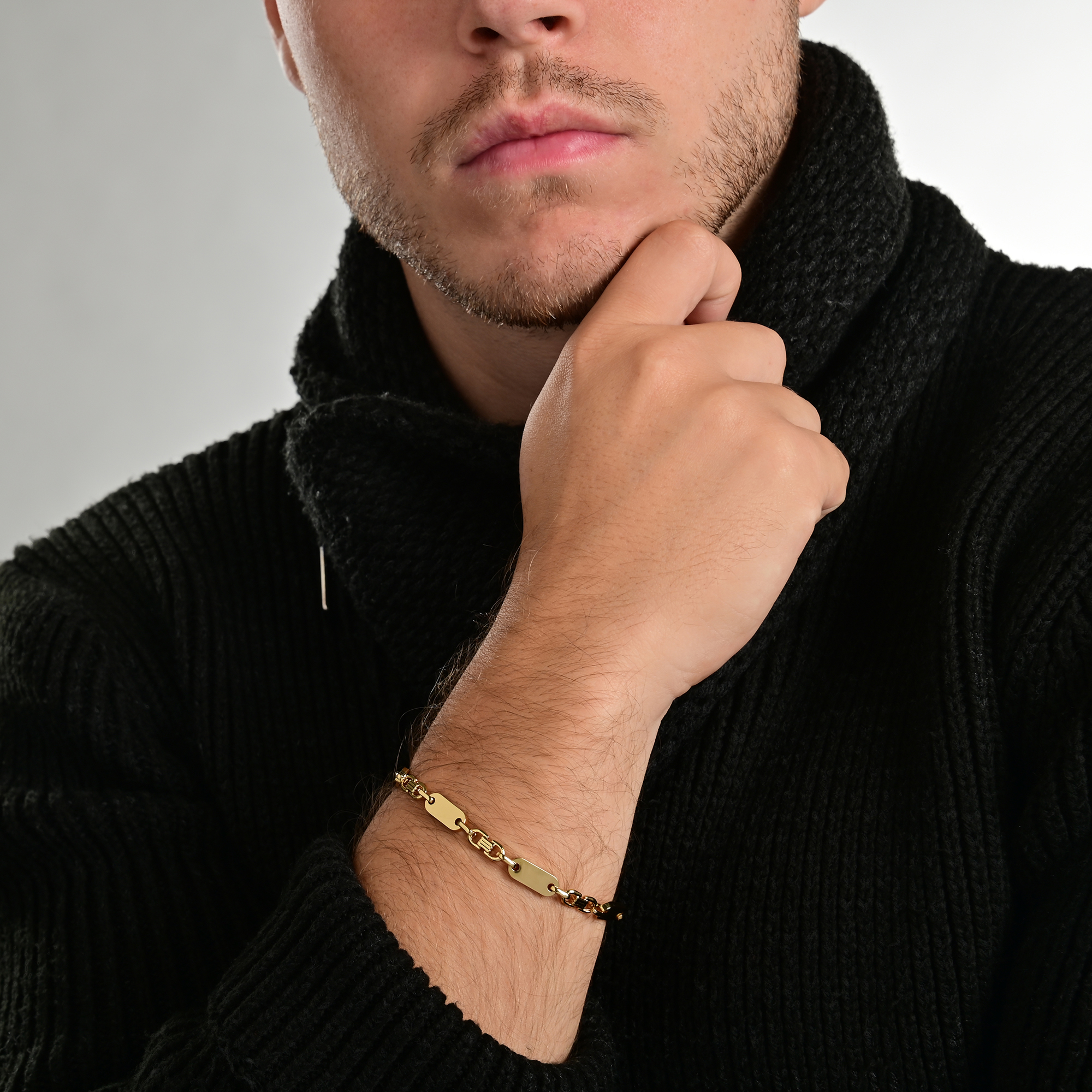 "Immi" Edelstahl Plattenarmband, goldfarben, 19 cm/ 6 mm