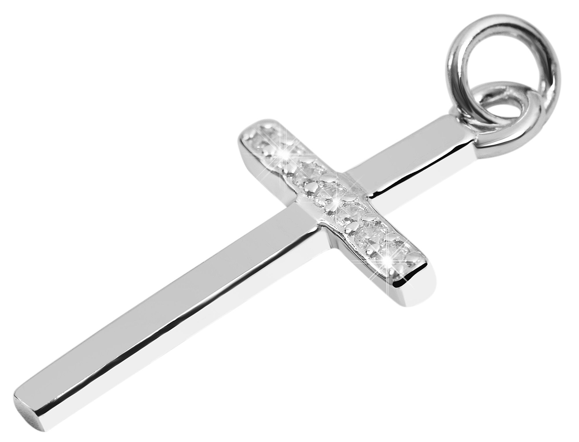 "Mojdeh" 925/- Echt Silber Anhänger - Kreuz, Zirkonia, rhodiniert