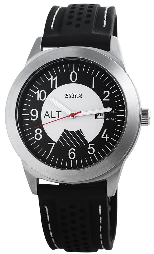 eTica Herrenuhr mit Silikonarmband Ø 47 mm