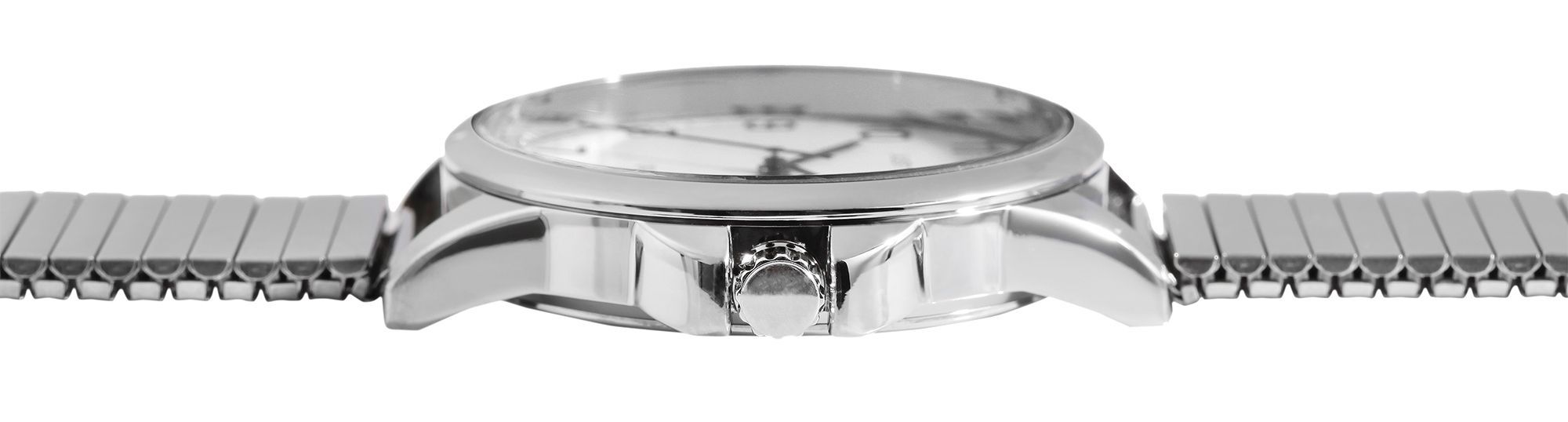 JUST WATCH "Ronny" Herrenuhr Ø 39 mm, Edelstahl Zugaband, silberfarben/weiß