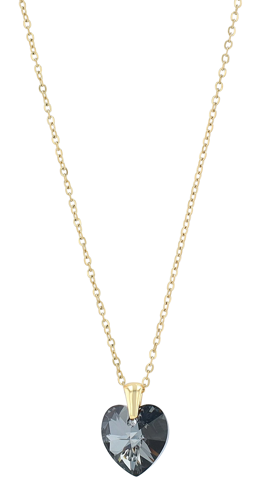 "Shauna" Edelstahlkette mit Swarovski Herz, 40 + 5 cm, goldfarben/ grau