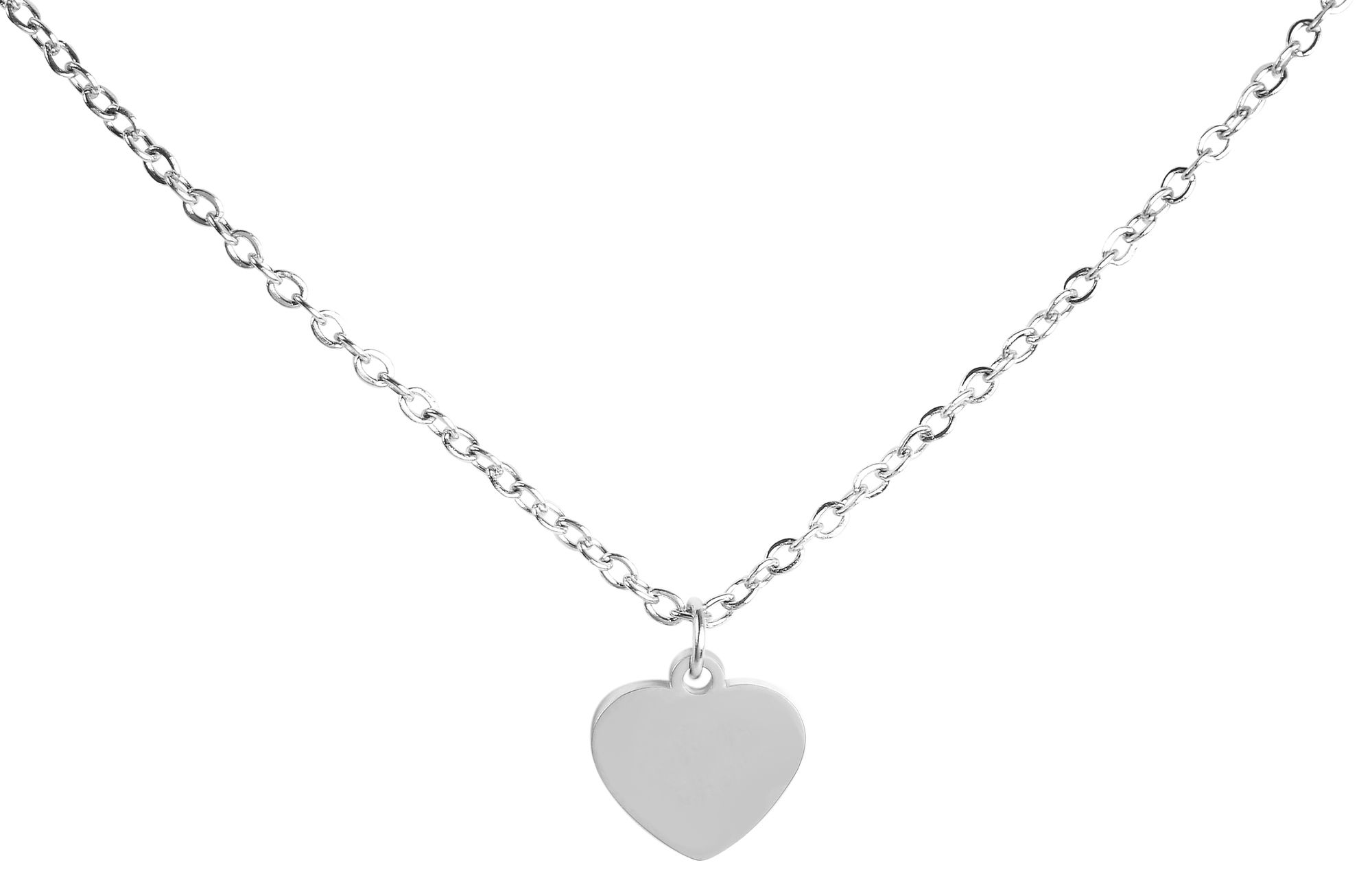 "Katrin", Edelstahl Kette mit Anhänger - Herz, Gravur, 45 + 5 cm, silberfarben