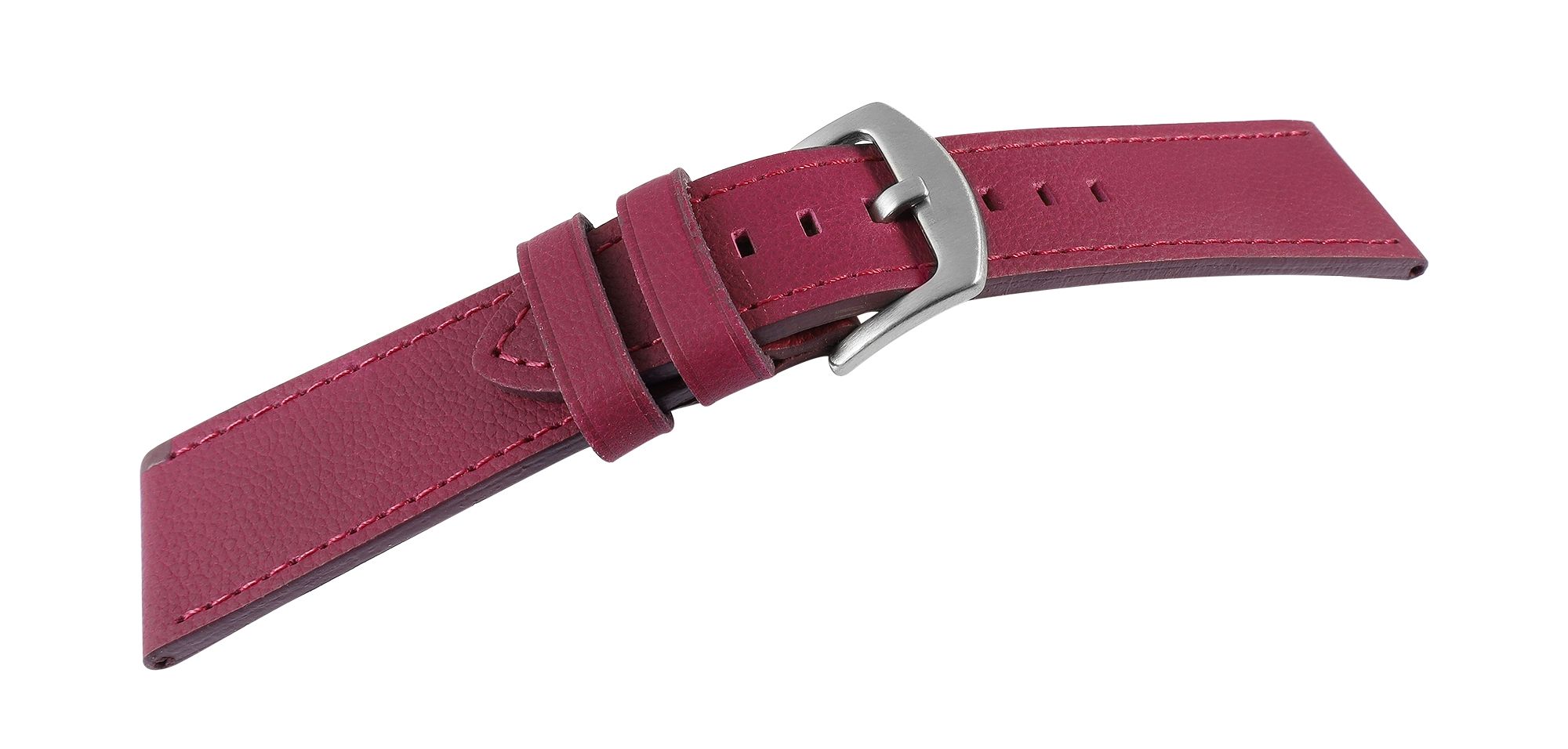 Echtleder-Uhrenarmband "super-soft", fuchsia-pink, Naht, 22 mm